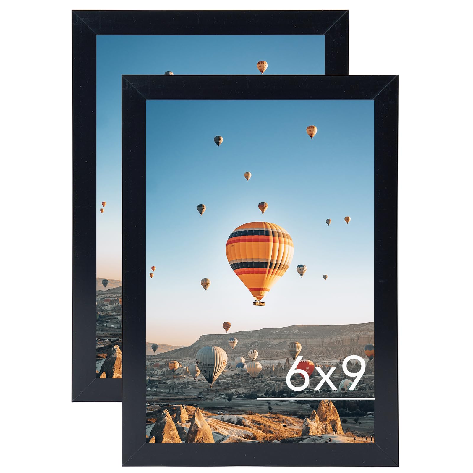 JCJMY 6x9 Picture Frame Set of 2 Black for Wall Hanging or Tabletop- Wall Mounting Horizontally or Vertically, 6 x 9 Wall Galler