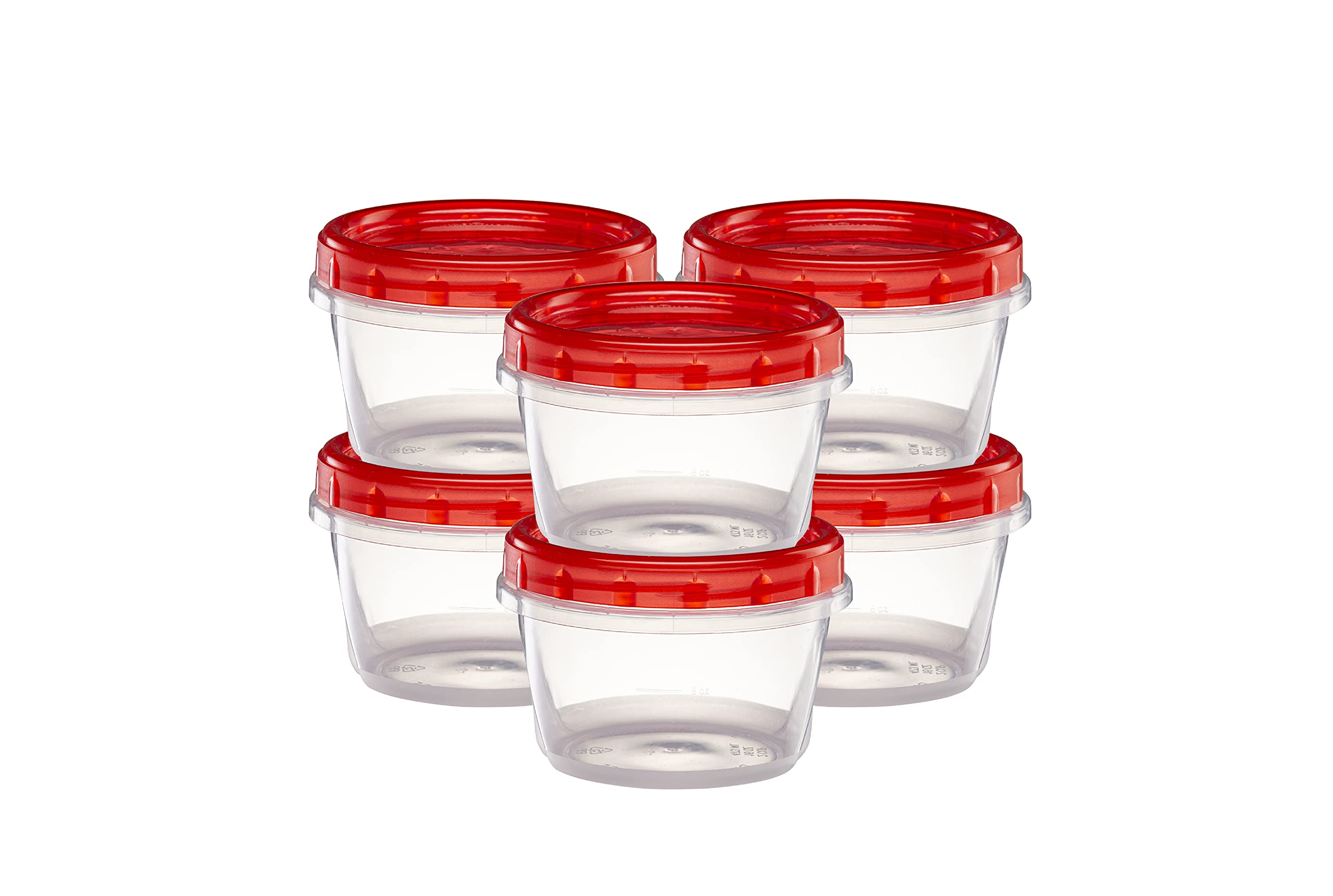 Elegant Disposables (16 Ounce 20 Pack) Twist Cap Containers Clear Bottom With Red Top Screw On Lids Twist Top Food Storage Freez