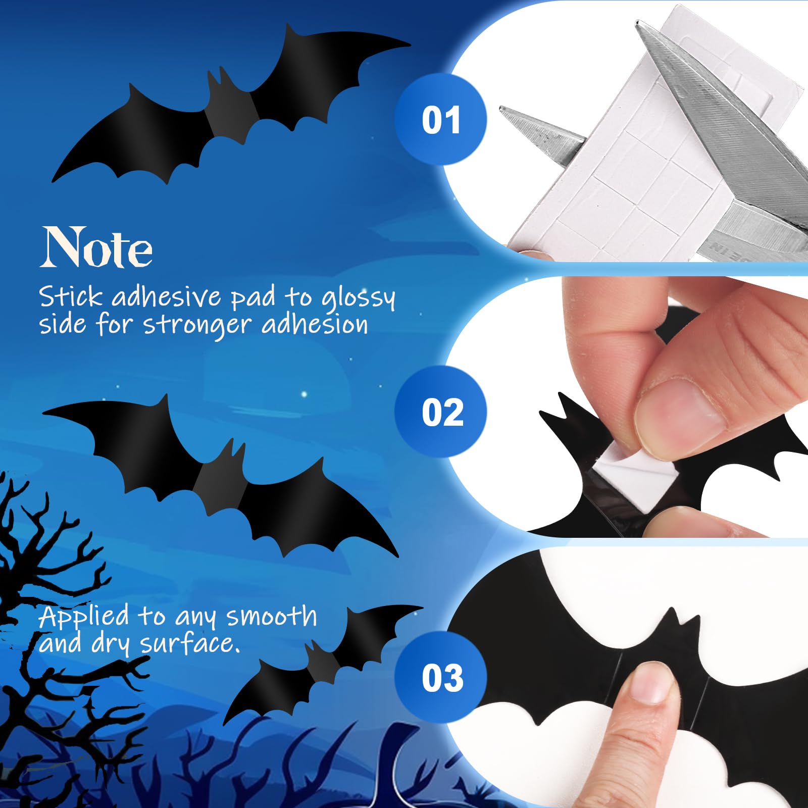 Halloween Decoration Bat 112 Pcs 3D Halloween Bats Wall Decor Stickers, Halloween Party Supplies, Halloween Wall Bats Stickers D
