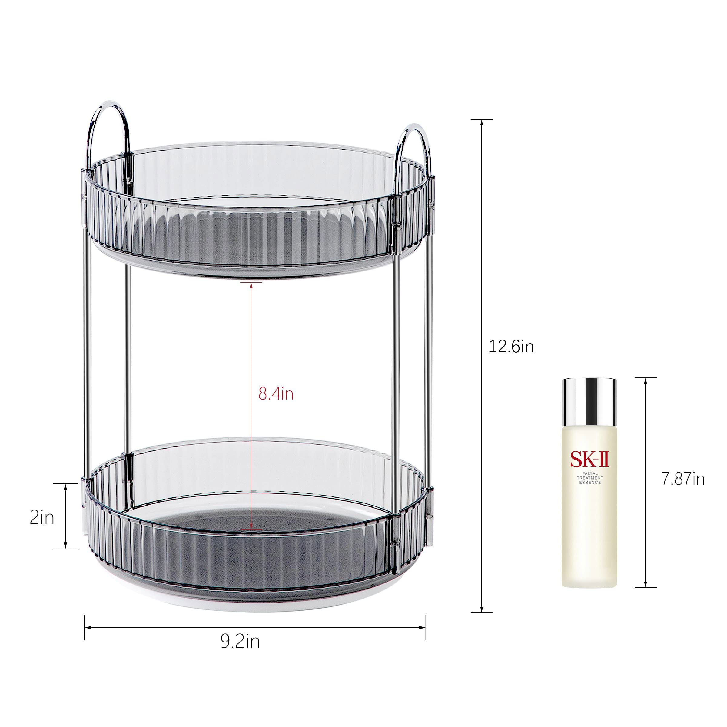 Invssene 360 Rotating Makeup Organizer, Bathroom Make Up Spinning Holder Rack, Large Capacity Cosmetics Storage Vanity Shelf Cou