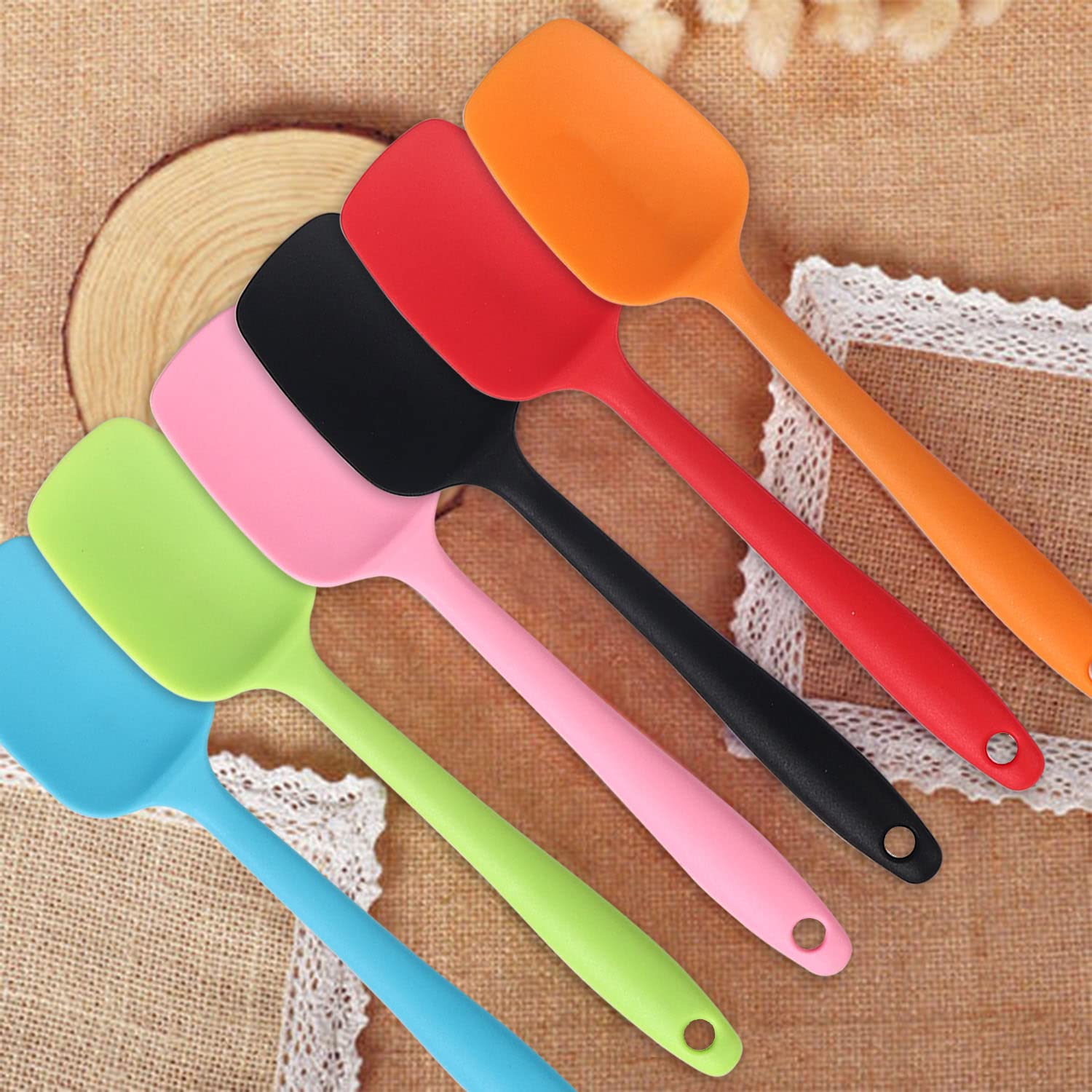 Silicone Spatulas, 8.2 Inch Small Rubber Spoon Spatula Heat Resistant Seamless One Piece Design Non-Stick Spoonula Flexible Scra