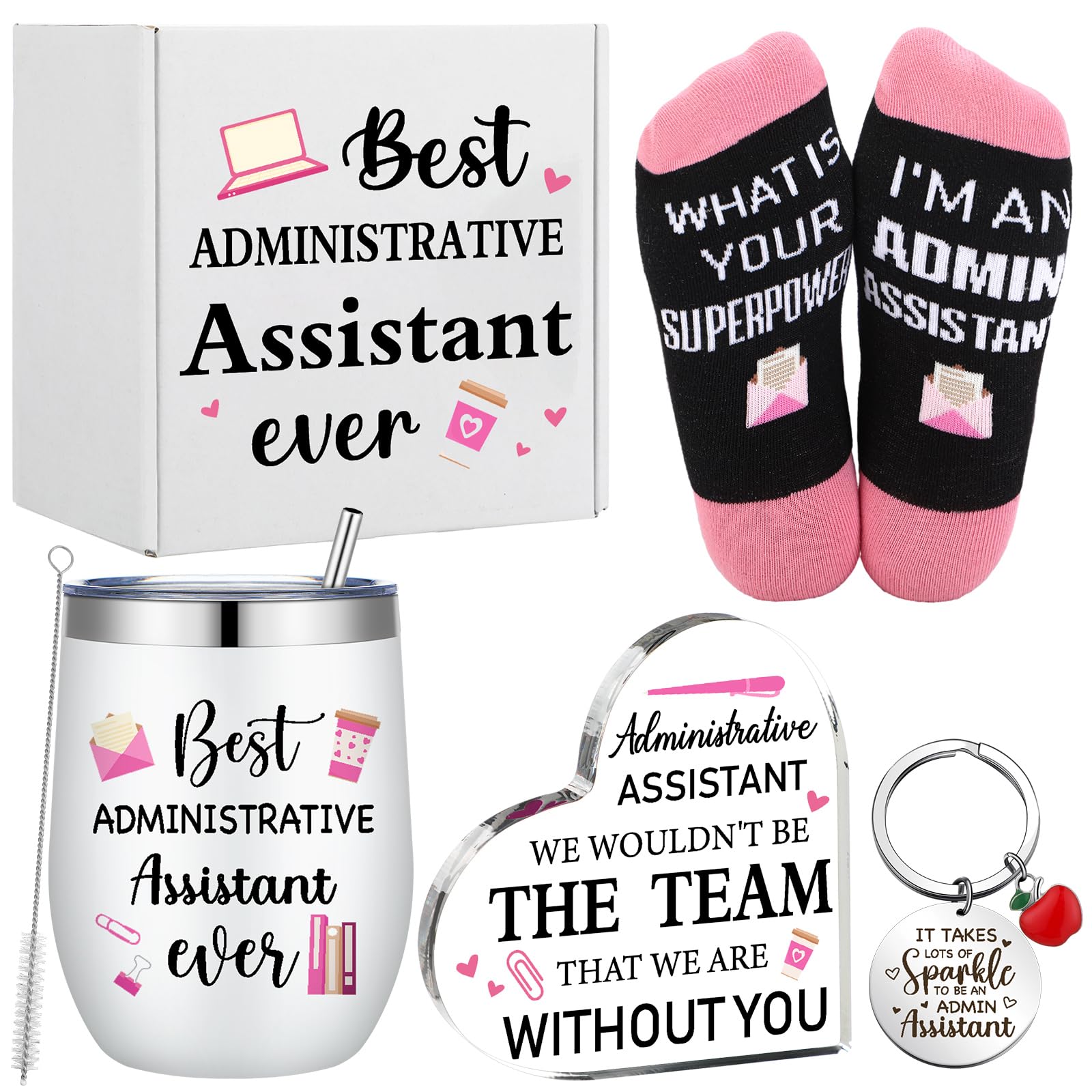 FoldTier 5 Pcs End of Year Principal Appreciation Gifts for Women Men Principal Gift Set Including 12oz Insulated Tumbler Sock K