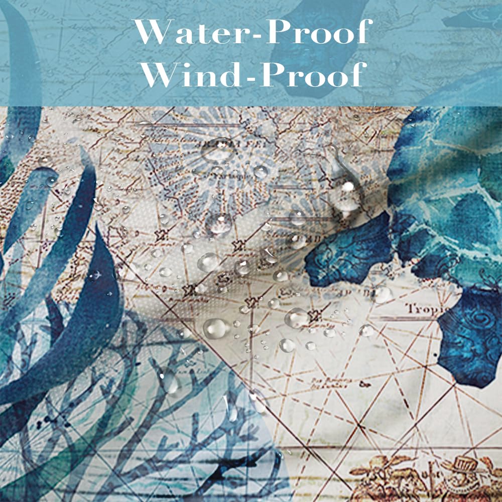 Final Friday Nautical Blue Sea Turtles Beach Theme Fabric Shower Curtain Sets Bathroom Green Ocean Decor With Grommets And Hooks