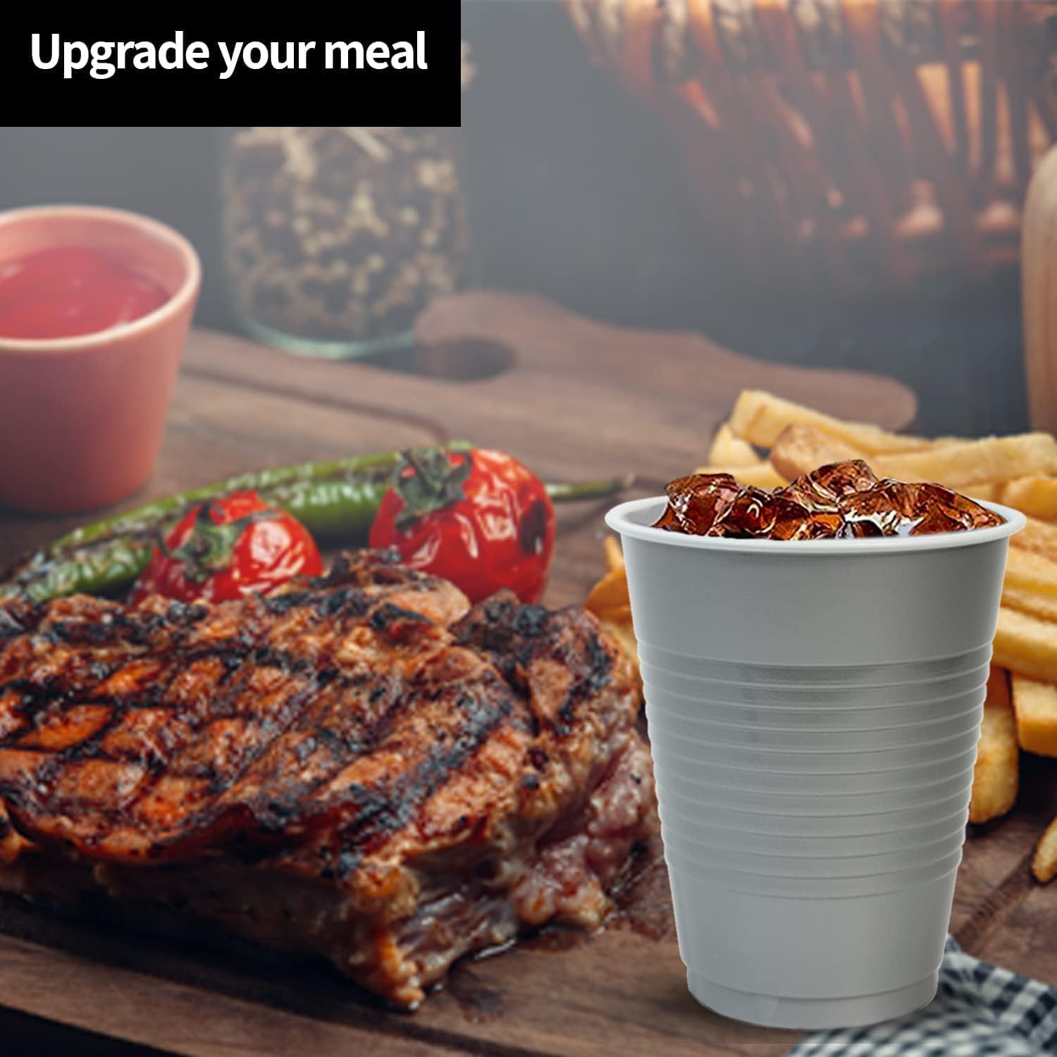 Silver Solid Color Premium Heavy Weight Plastic Cup (18 Oz.) 50 Count - Elegant & Durable, Perfect For Parties, Weddings & Every