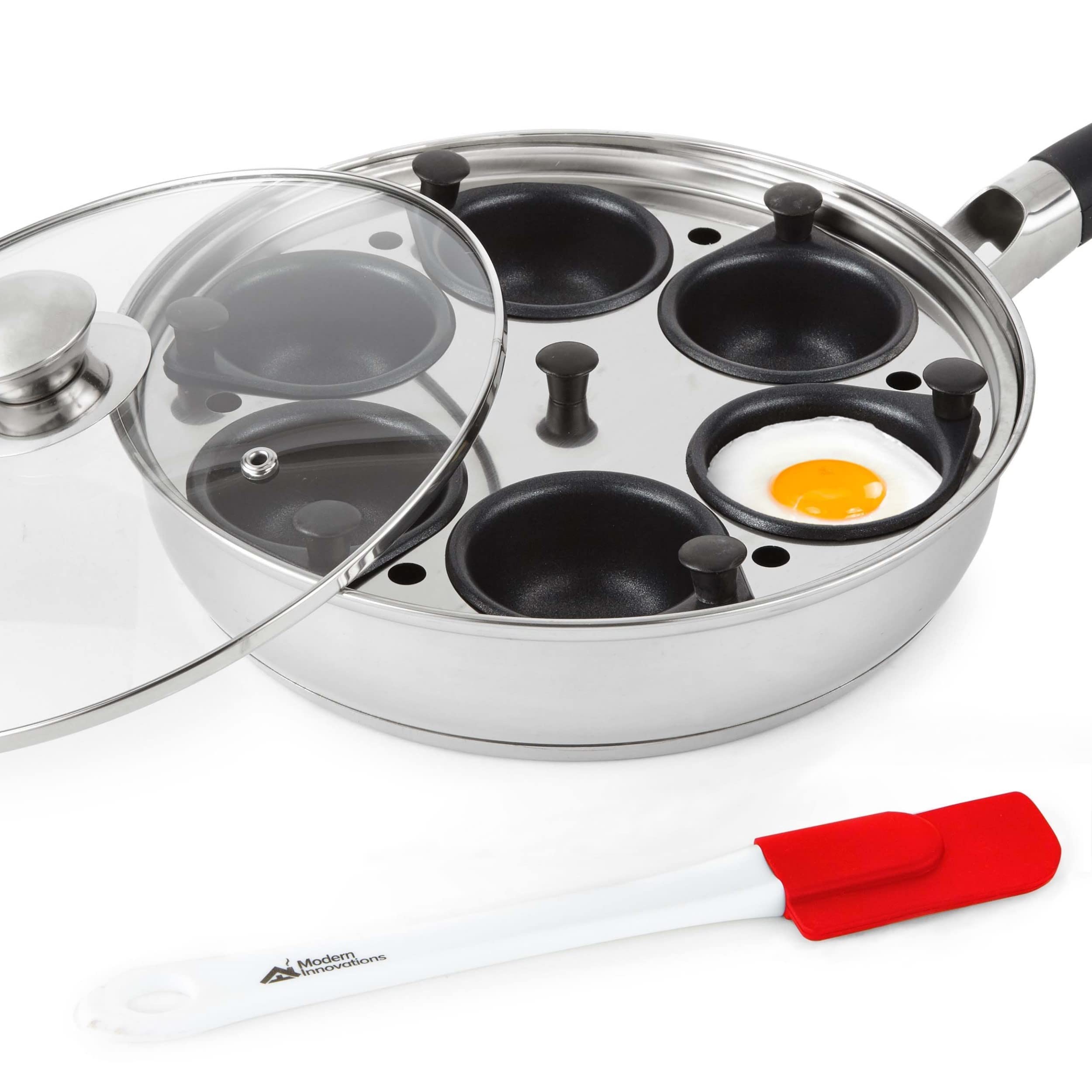 Modern Innovations Egg Poacher Pan Nonstick, Stainless Steel Poached Egg Maker, Poached Egg Pan w/Handle, Perfect Egg Maker, Poa