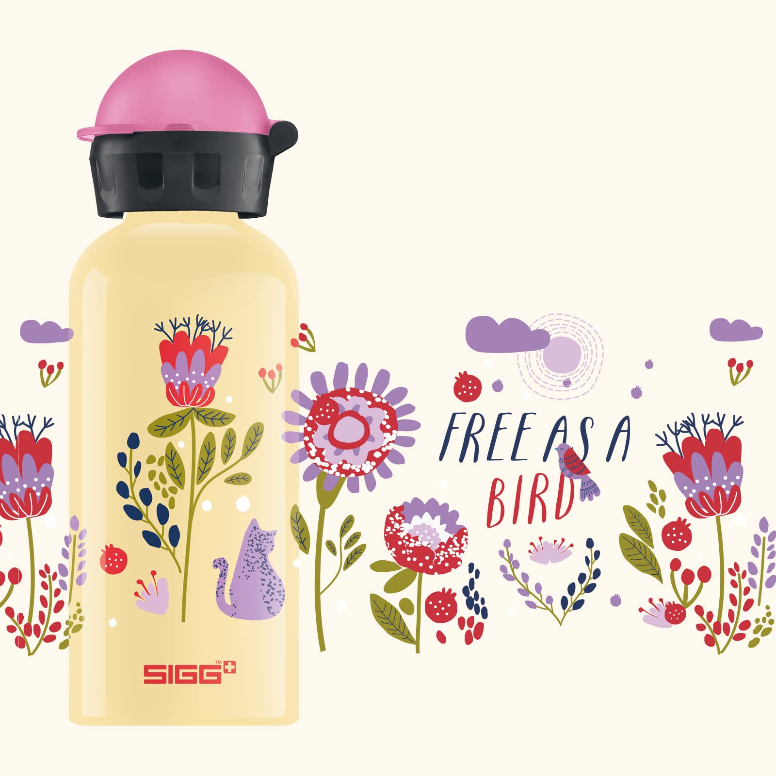 SIGG - Kids Water Bottle - Free as a Bird - Leakproof - Lightweight - BPA Free - Aluminum - 13 Oz
