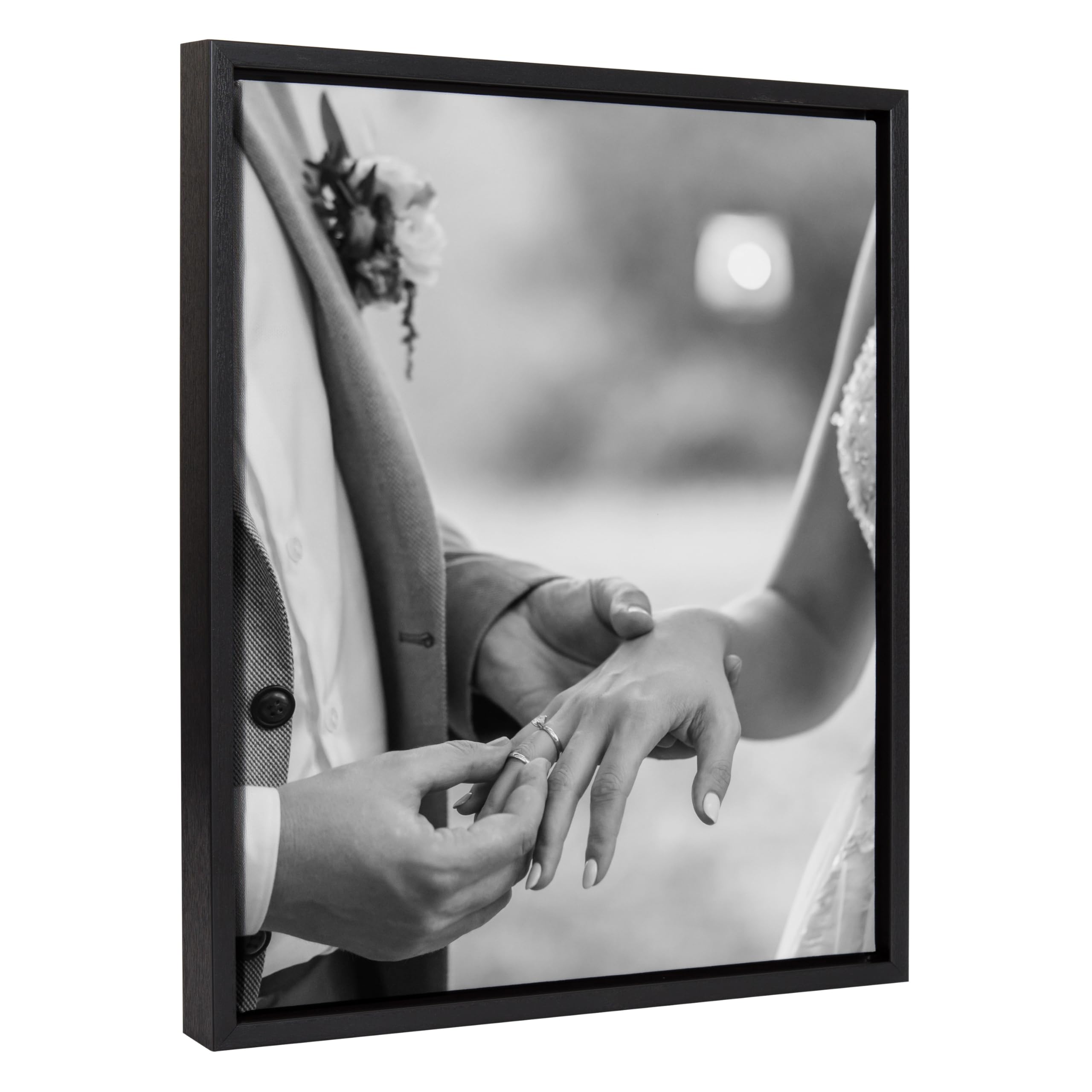 Kate And Laurel Sylvie Custom Printed Framed Canvas Wall Art, 16X20 Black, Personal Canvas Print With Your Photos For Bedroom Or