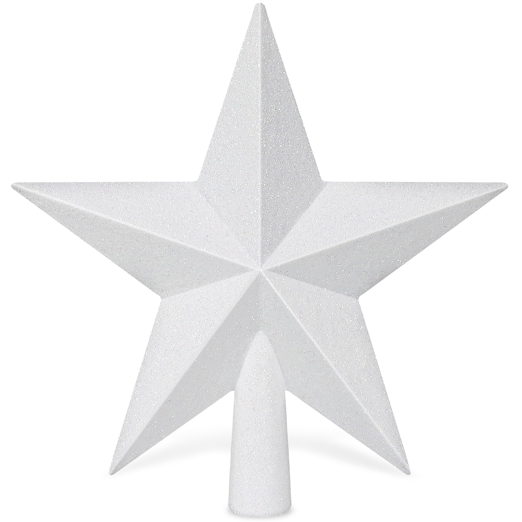 Star Tree Topper, 8 White Christmas Tee Topper Decorations, Glitter 3D Xmas Bethlehem Star Waterproof Shatter-Proof, Christmas T