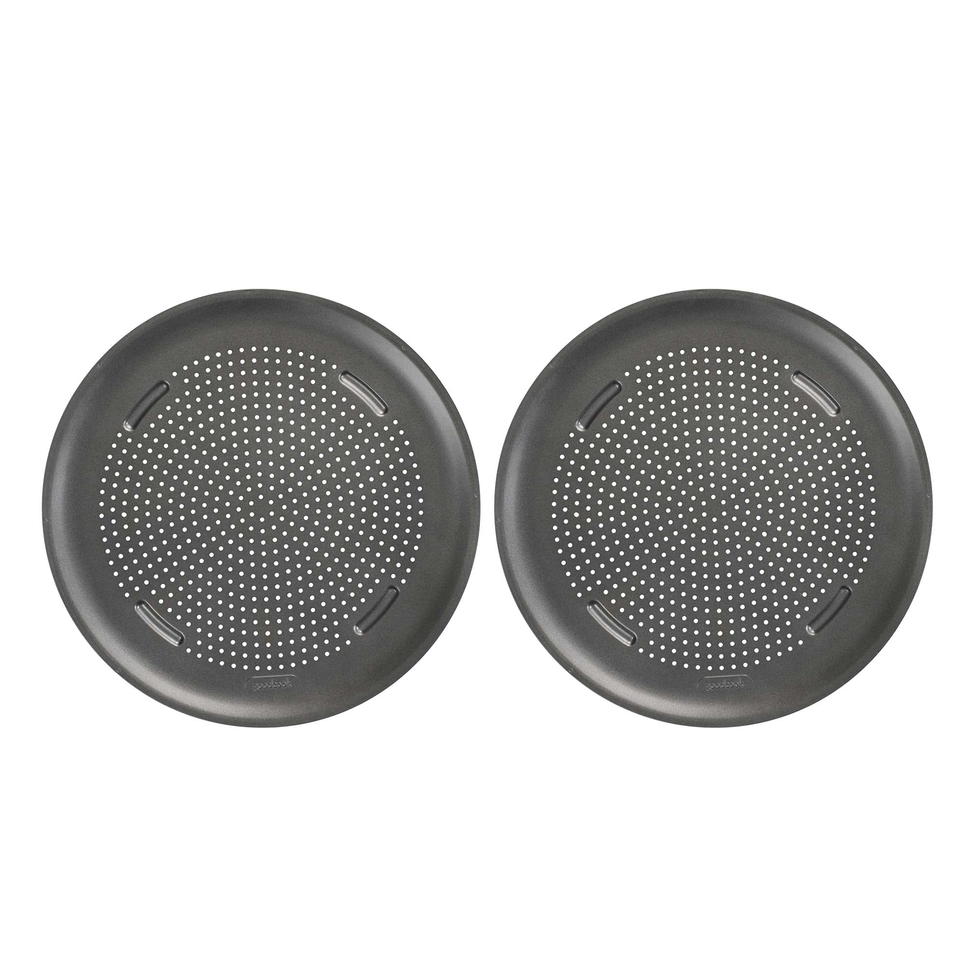 Goodcook Airperfect Nonstick 16    Pizza Pan - Set Of 2 - Pizza Trays For Oven, Perforated Round Pizza Pan, Carbon Steel Baking