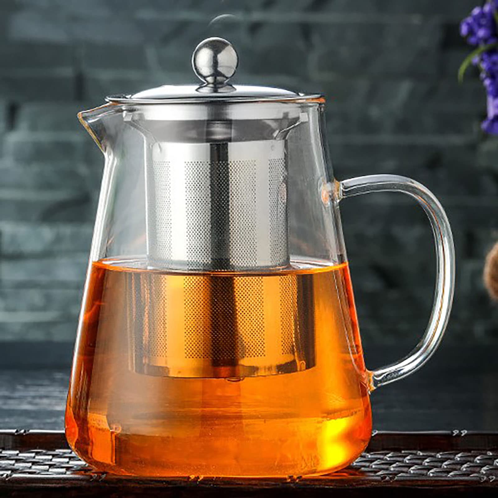 1300Ml(44Oz) Glass Teapot With Removable Infuser High Borosilicate Heat Resistant Glass Tea Kettle Infuser Stovetop Safe Tea Ket