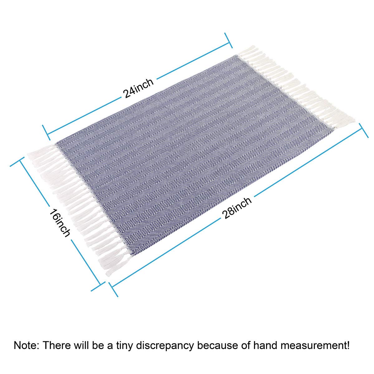 Mia'Sdream Tassels Cotton Bath Hand Towel Set Kitchen Tea Towel Dish Towels Set Napkin Washcloth 3 Pack 16Inch X 24Inch (Blue)