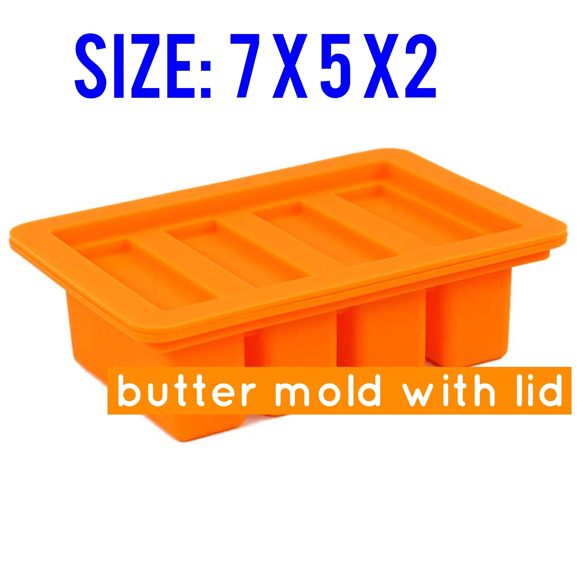 Large 4 Cavities Butter Mold Silicone (Orange)