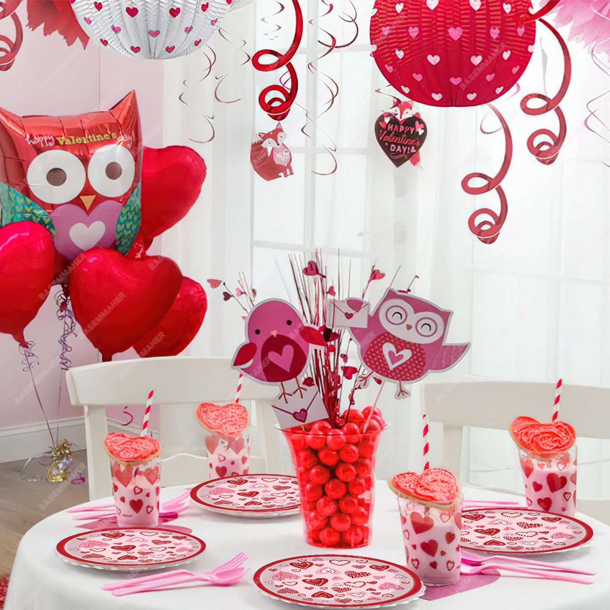 Basemmaher Valentine'S Day Party Supplies Red Pink Lovely Heart Paper Plates Disposable Dinnerware Dessert Dinner Plate Set For
