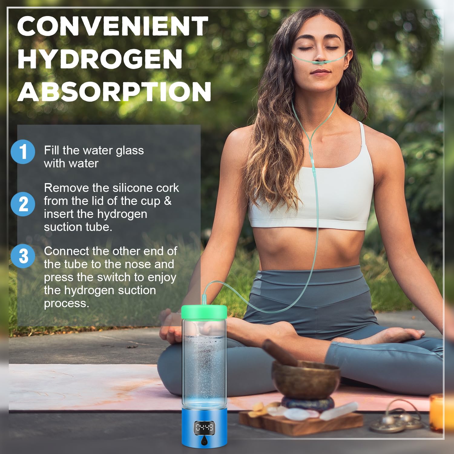 Hydrogen Water Bottle Generator with 4th Generation SPE/PEM Technology, Portable Hydrogen Water Ionizer Machine, Birthday,Xmas G