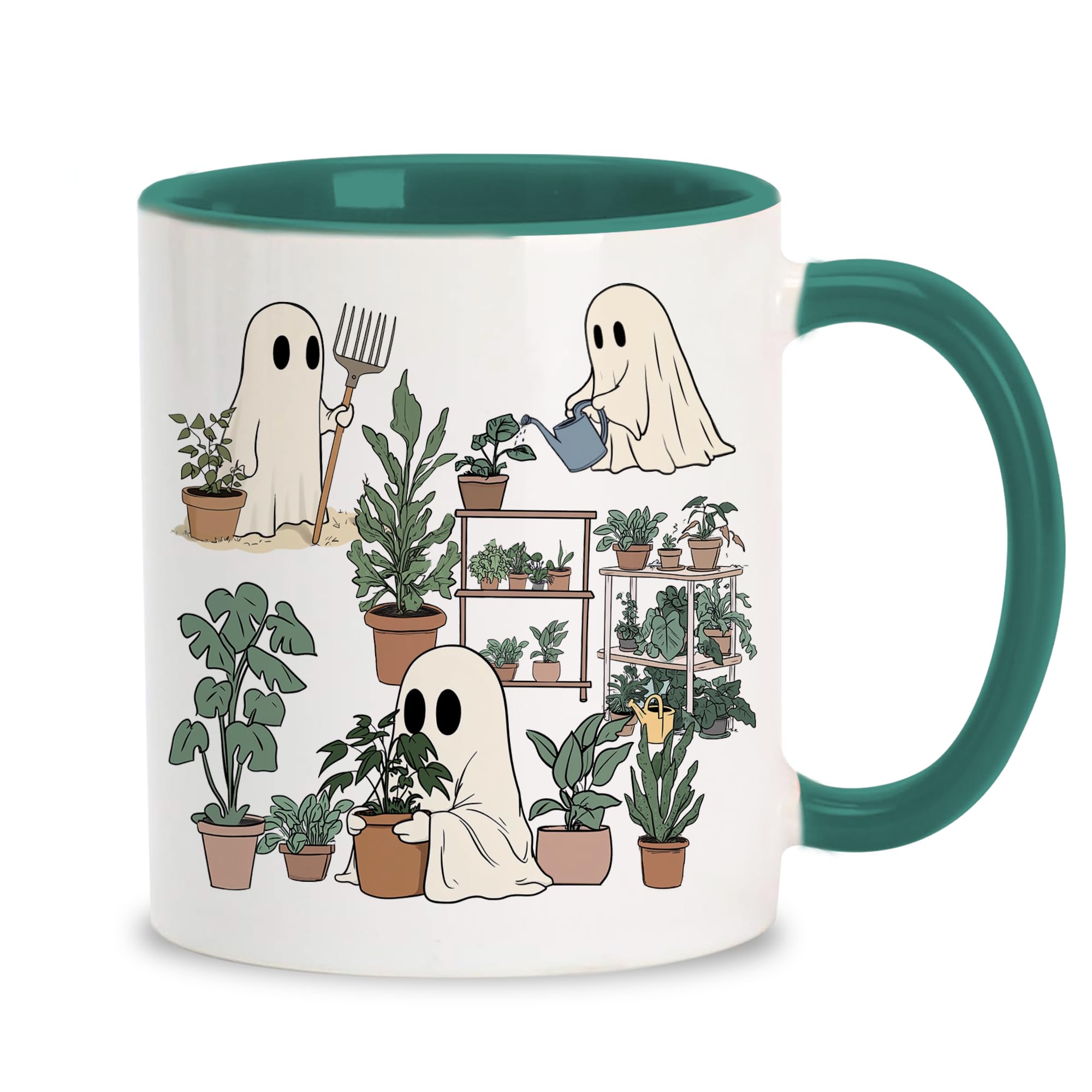 Foxcorner Cute Ghost Plant Coffee Mug Gifts For Plant Lovers, Funny Christmas Garden Gifts for Her, Women, Gardening Cup Present