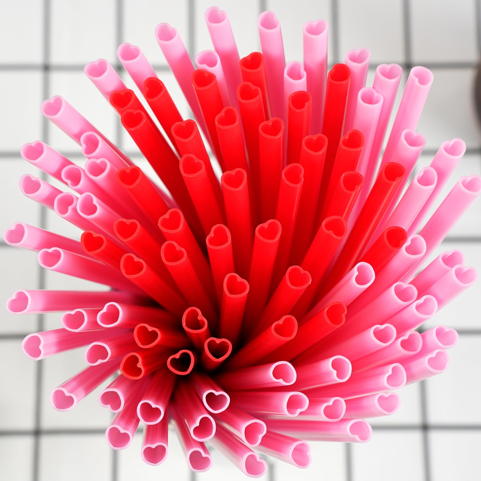 Prurex 200 Pcs Heart Disposable Drinking Straws For Romantic Celebrations, Valentines Straws For Parties And Special Occasions (