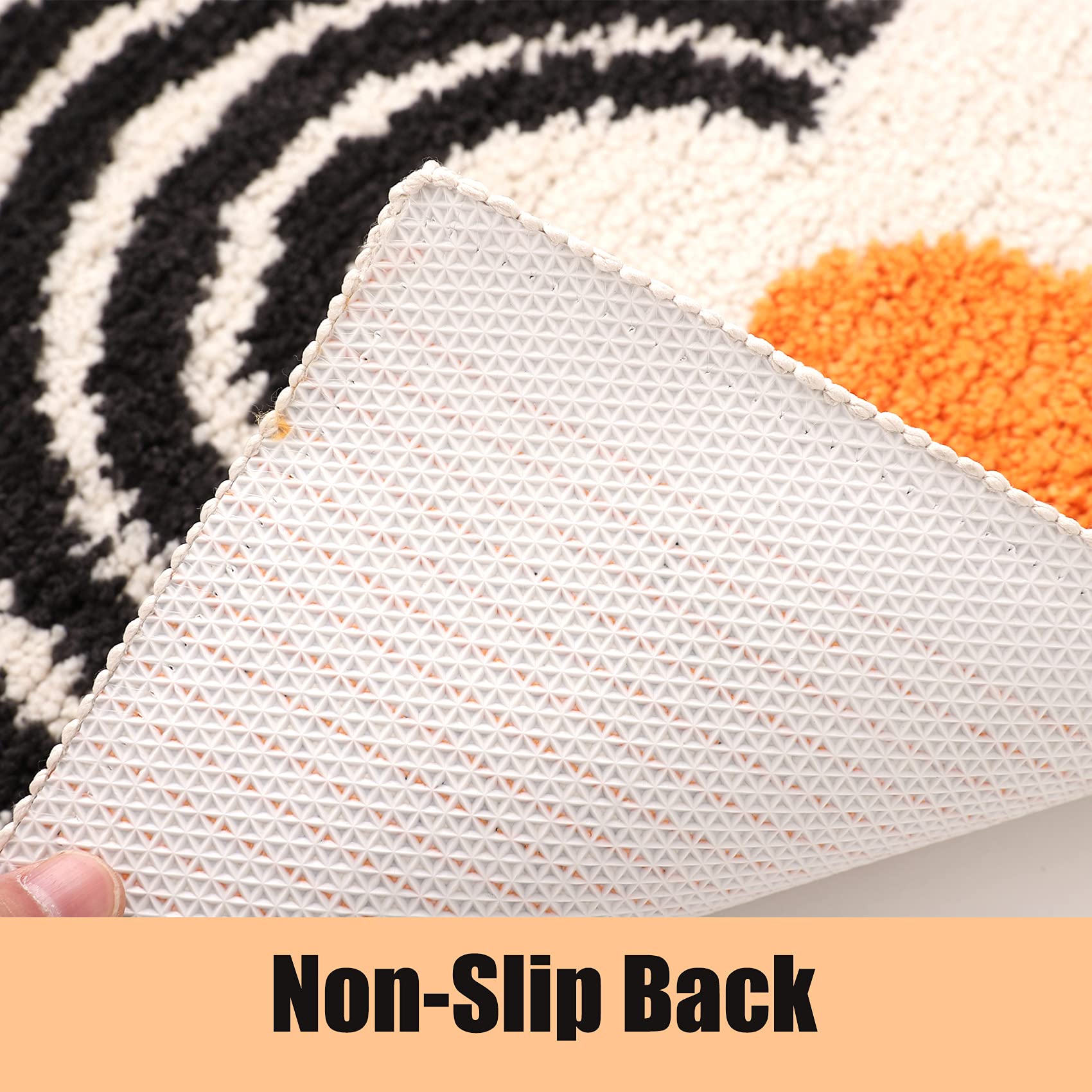 DBJOY Boho Bathroom Rugs Non-Slip Abstract Bath Rugs Microfiber Cute Mat Black Washable for Tube/Washbasin/Toilet (Beige-A  16''x24'')