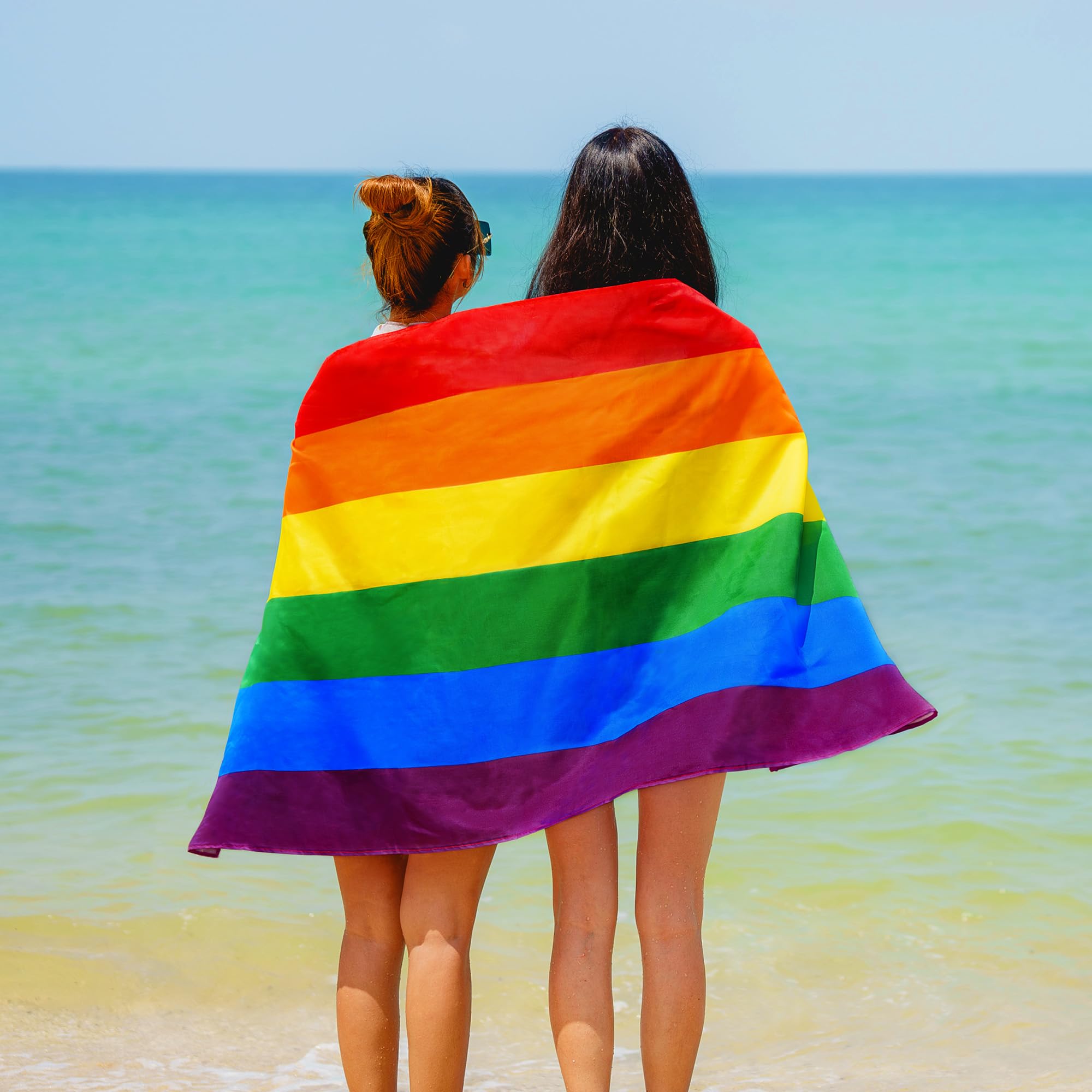 Softerry Gay Flag Beach Towel Lgbtqia+ Pride Parade 30 X 60 Inches Fluffy 450Gsm, Vibrant Colors, Absorbent, 100% Cotton (Revers