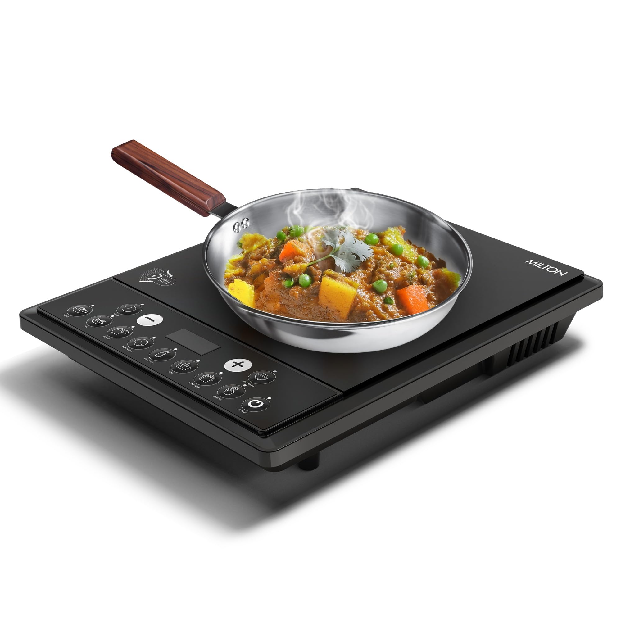 Milton Elio 21.0 Portable Induction Cooktop | Led Display Panel, 5Kv Surge Protection I Timer & Preset Menu Functions | 2100 W P