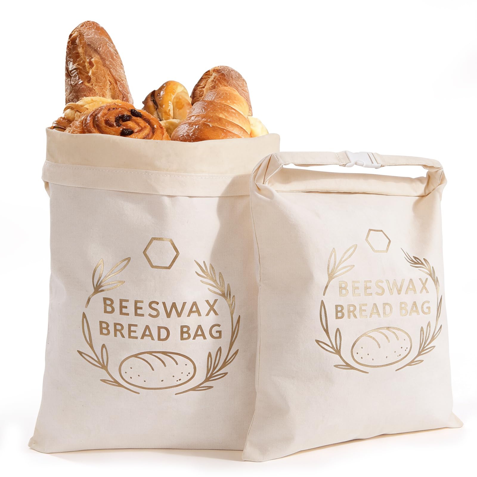 Oatmeal White Beeswax Bread Bags 2 Packs