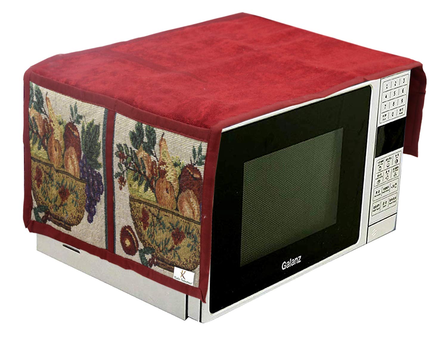 Kuber Industries Microwave Oven Cover Dustproof Velvet Machine Protector Decorative Kitchen Appliance Cover With Side Storage Po