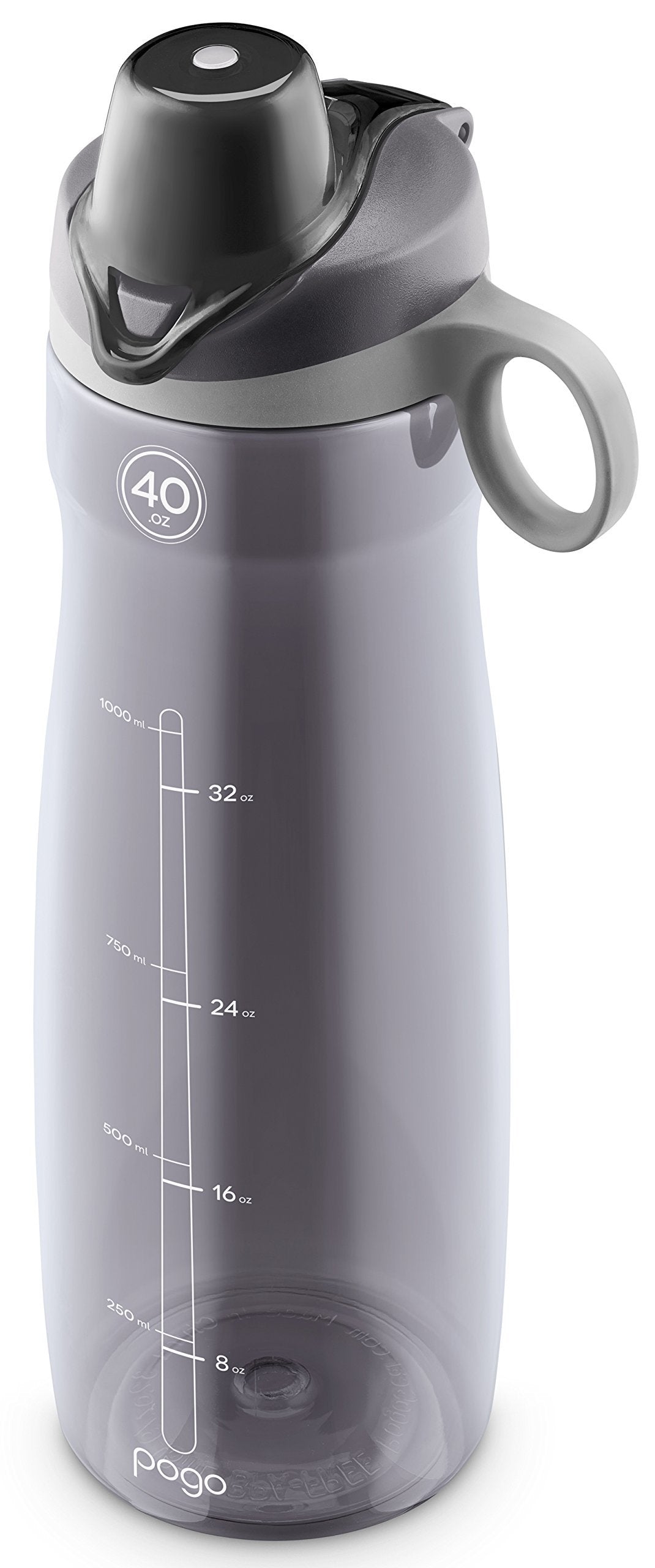 Pogo BPA-Free Tritan Plastic Water Bottle with Chug Lid  40 Oz  Grey