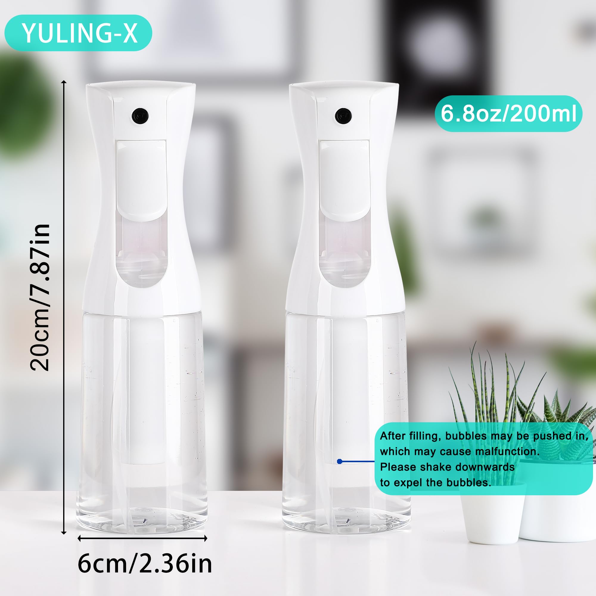 Yuling-X Spray Bottles For Hair, Continuous Spray Bottle (200Ml/6.8Oz 2Pack) Used For Hair Design, Plants, Cleaning, Hair Care A