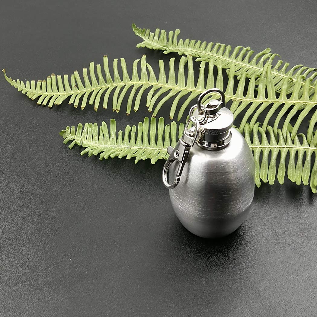 Isavage 1.5Oz Hip Flask 18/8 Stainless Steel Drum Shaped Mini Design With Ring-Ym145