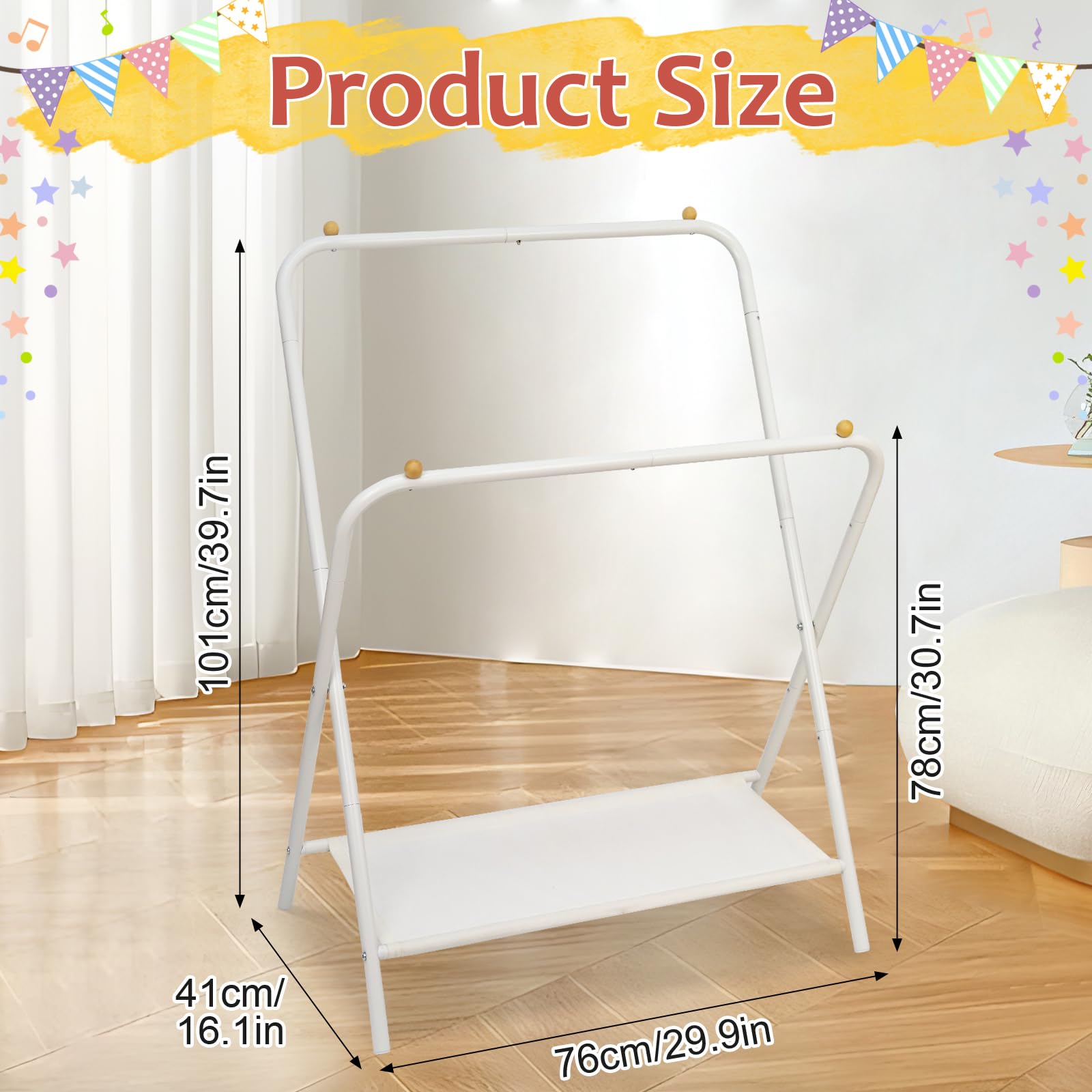 YGJT Kids Clothing Rack 2 Rods, Dress Up Storage for Little Girls with Bottom Storage Shelf, Cute Toddler Wardrobe Cloest Garmen