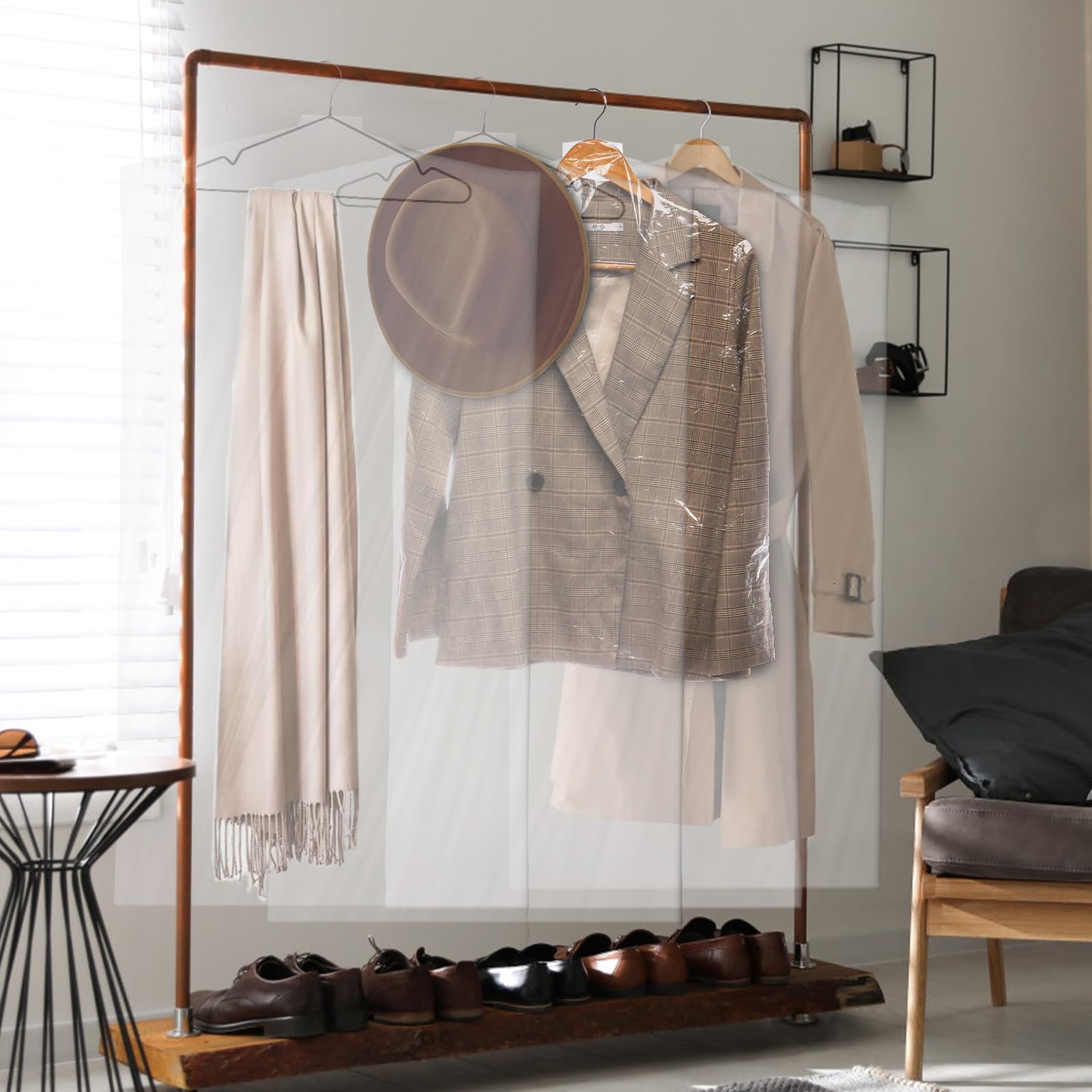 Avla 50 Pack Plastic Garment Bags, Clear Dry Cleaner Bags, Hanging Clothes Cover Protector Bag For Closet Storage, Transparent H