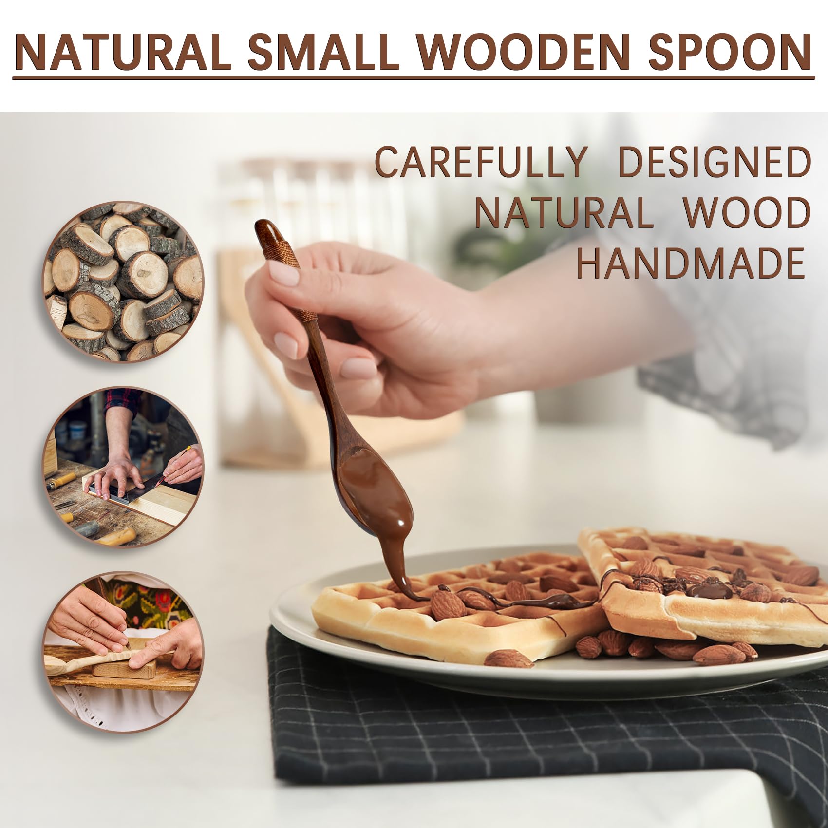 Hefild 6 Pcs Wooden Spoons For Honey, 6.7 Inch Small Wooden Spoons - Terrific For Tea, Coffee & Soup, Little Wooden Serving Tabl