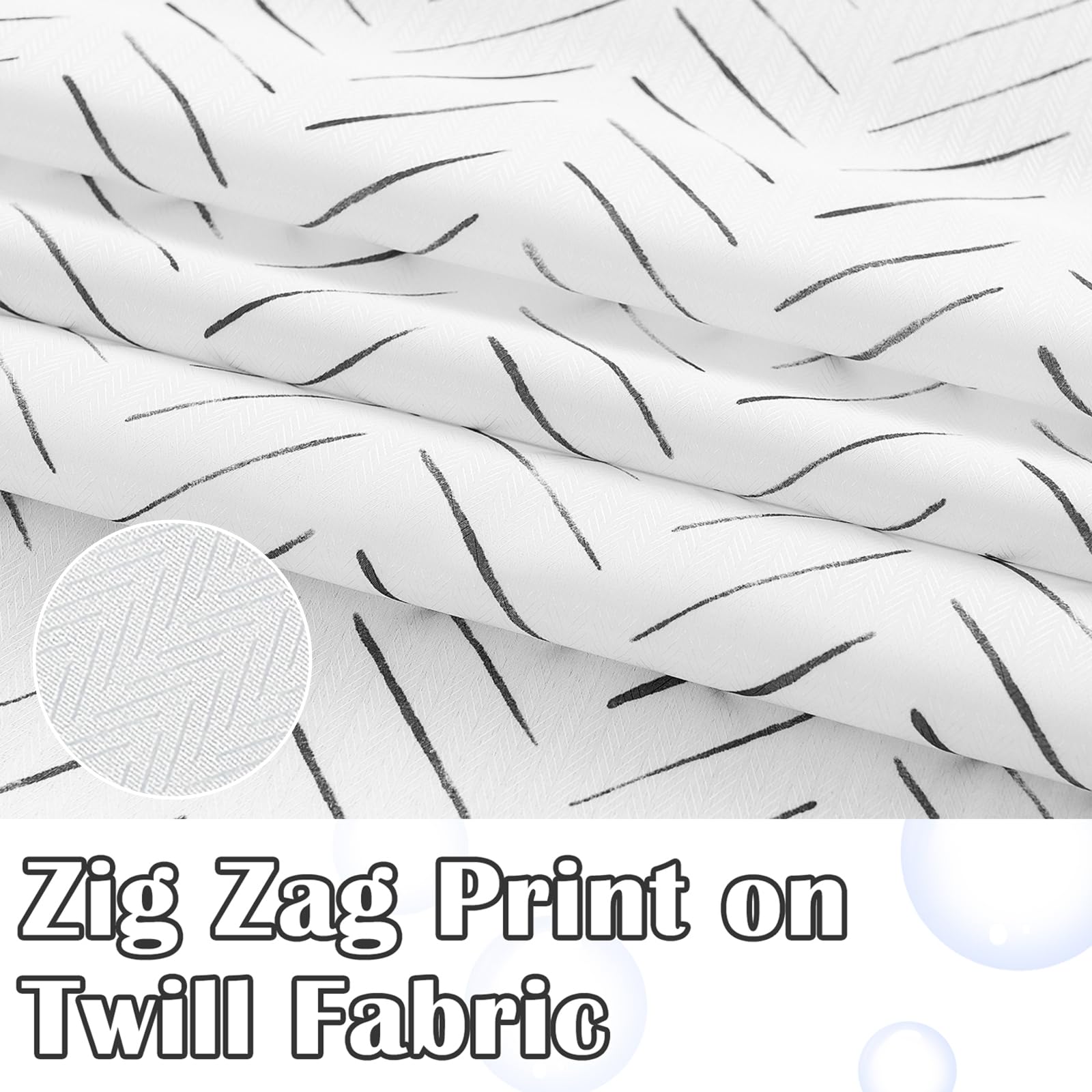 Jinchan Extra Long Black And White Shower Curtain Herringbone Modern Fabric Shower Curtain Zig Zag Inky Chevron Farmhouse Shower