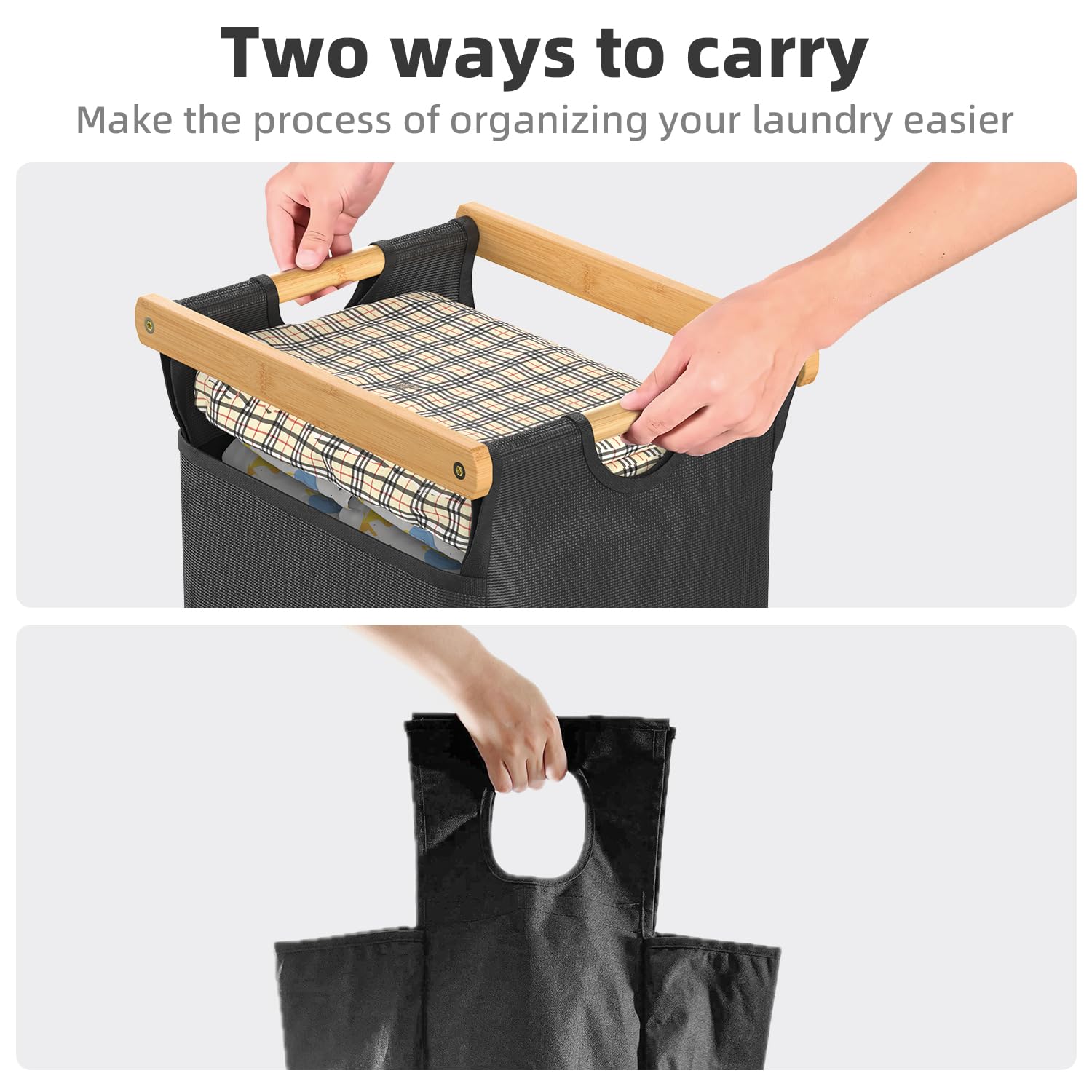 Laundry Hampers 3 Section, Laundry Sorter With Removable Shelf And Pull-Out Bags, Clothes Hampers With Wheels Rolling Cart Baske
