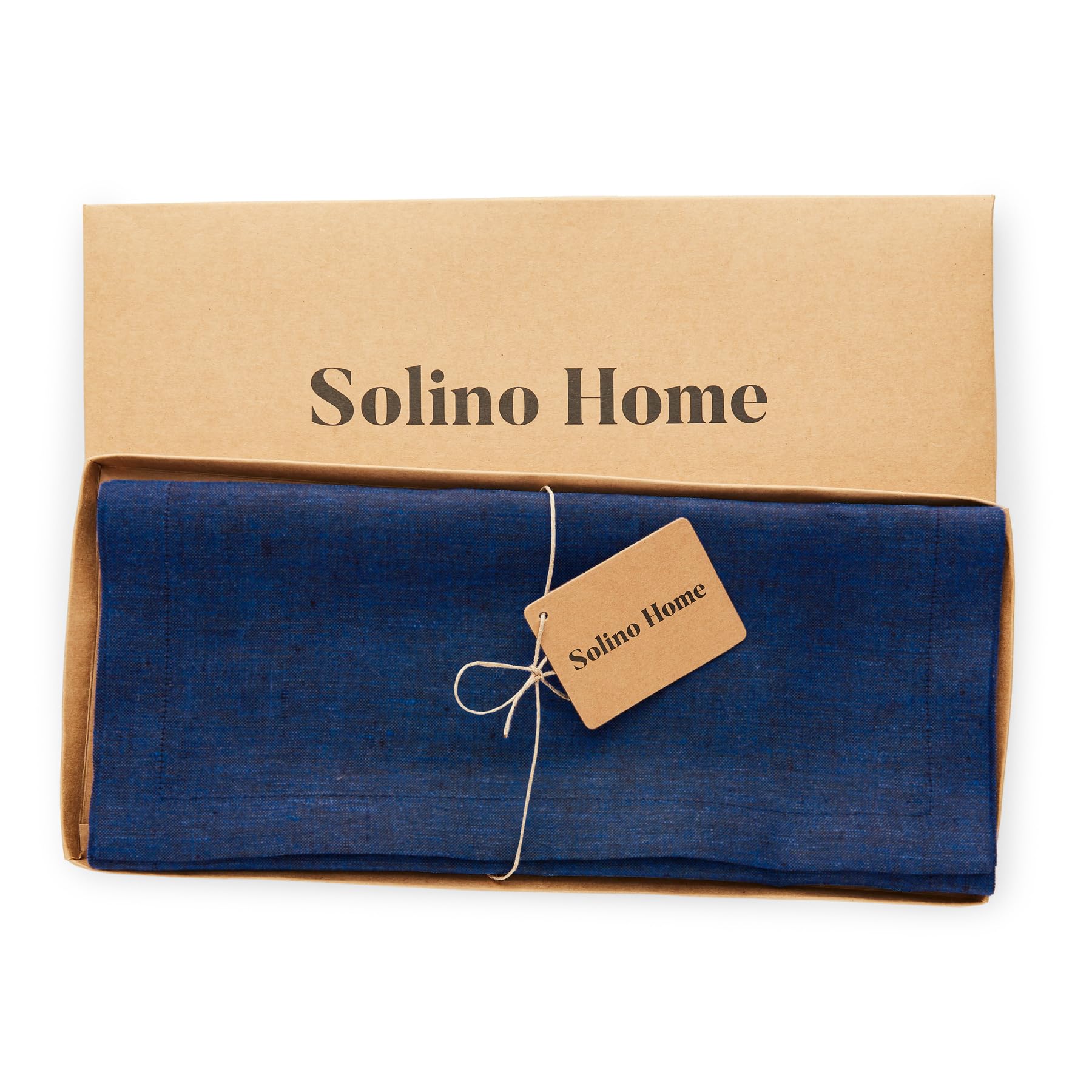 Solino Home Linen Table Runner 120 Inches Long - 100% Pure Linen Royal Blue Table Runner 14 X 120 Inch - Machine Washable Christ