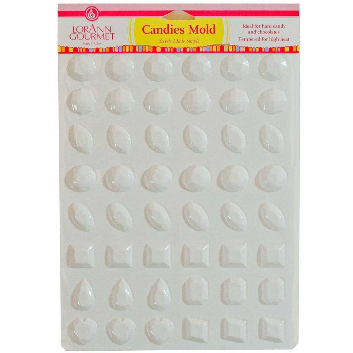 Lorann Hard Candy Making Mold Gems Set - Includes Jewels, Break Apart Hexagon, And Break-Apart Rectangle