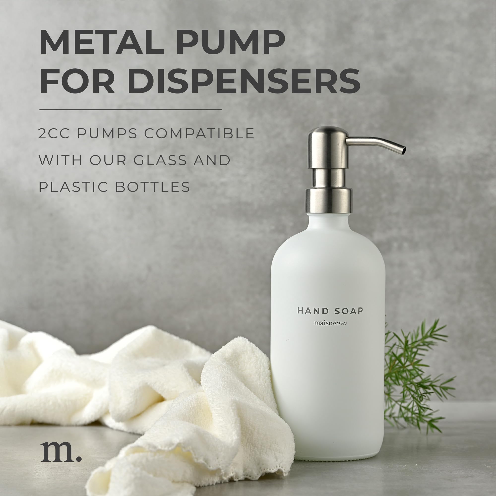 Maisonovo Soap Pump Replacement - 2X Silver Metal Pumps - Pump Dispenser - Soap Dispenser Pump Replacement - Stainless Steel Soa