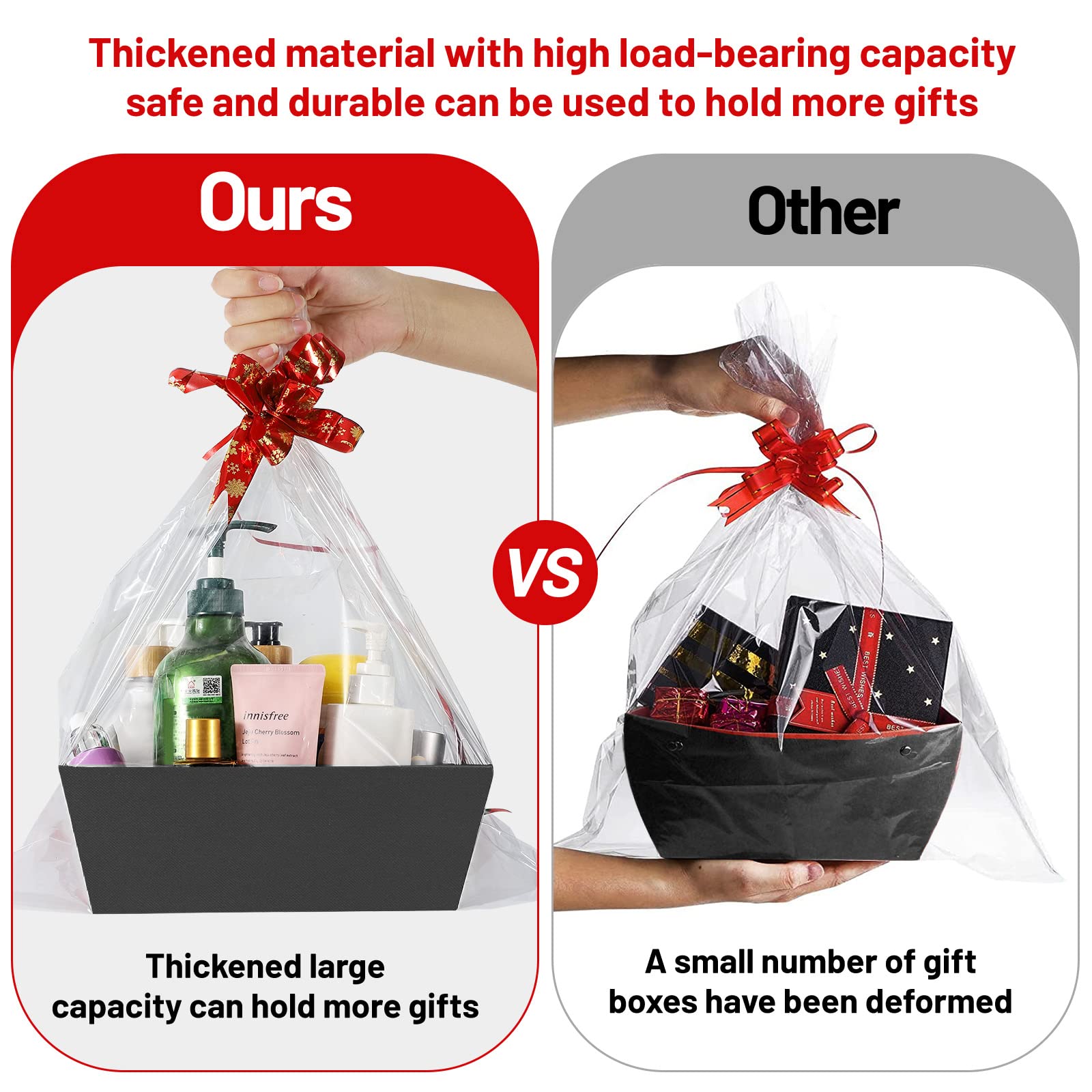 Baskets For Gifts Empty - Gift Baskets Empty To Fill Kit - Black Basket Cardboard To Fill Bulk 5 Pack For Holiday, Birthday, Chr