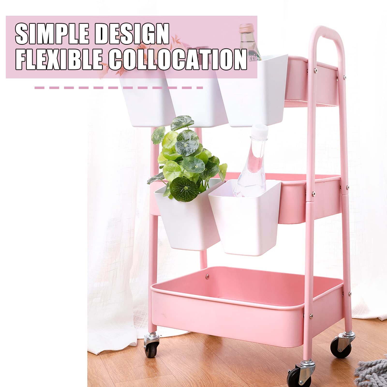 6 Pack Hanging Cup Holder Rolling Cart Organizer Accessories Trolley Basket Storage Hanging Bucket Hanging Container For Kids