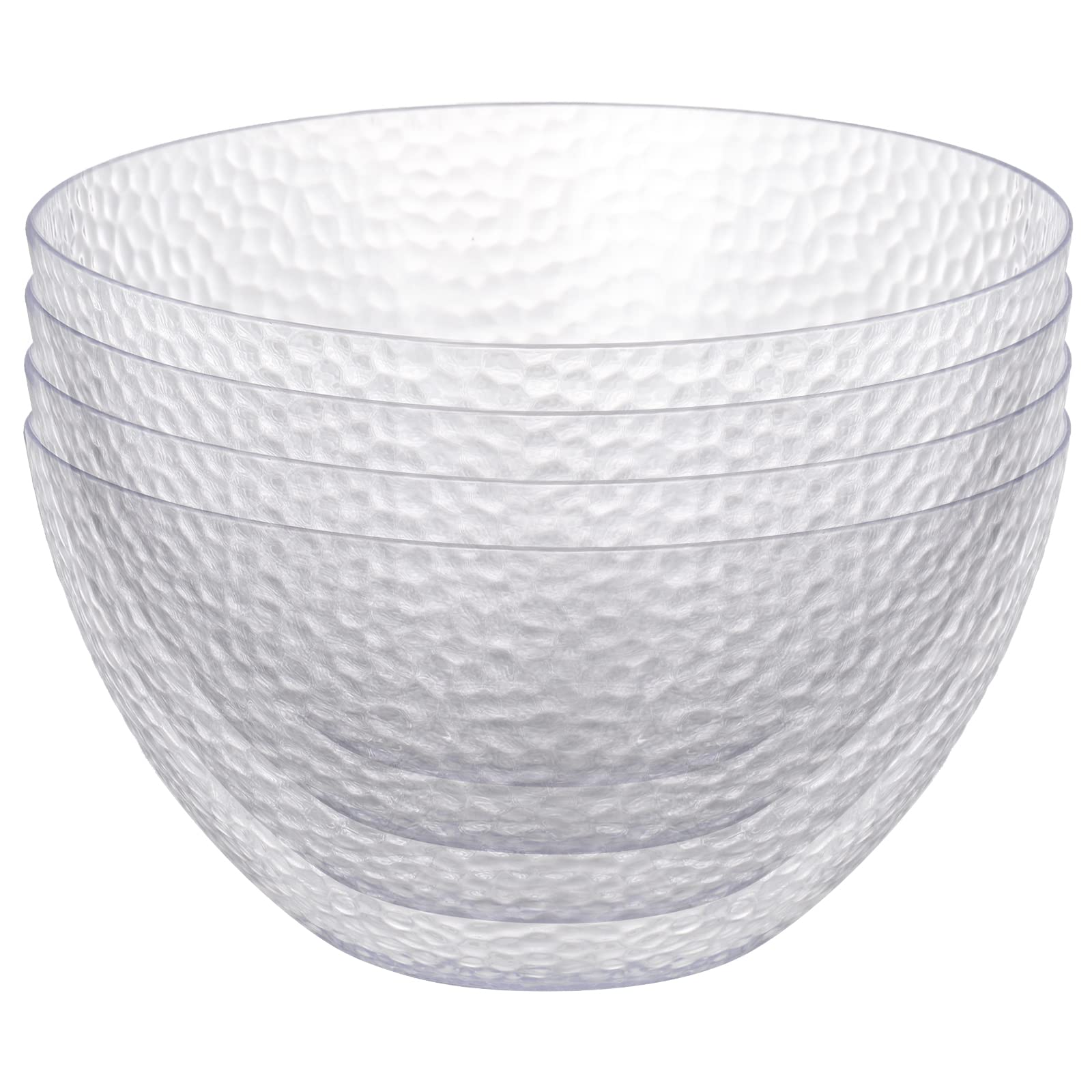 Suwimut 4 Pack Clear Plastic Serving Bowls For Parties, 135 Oz Large Round Disposable Plastic Snack Or Salad Bowl, Clear Chip Bo