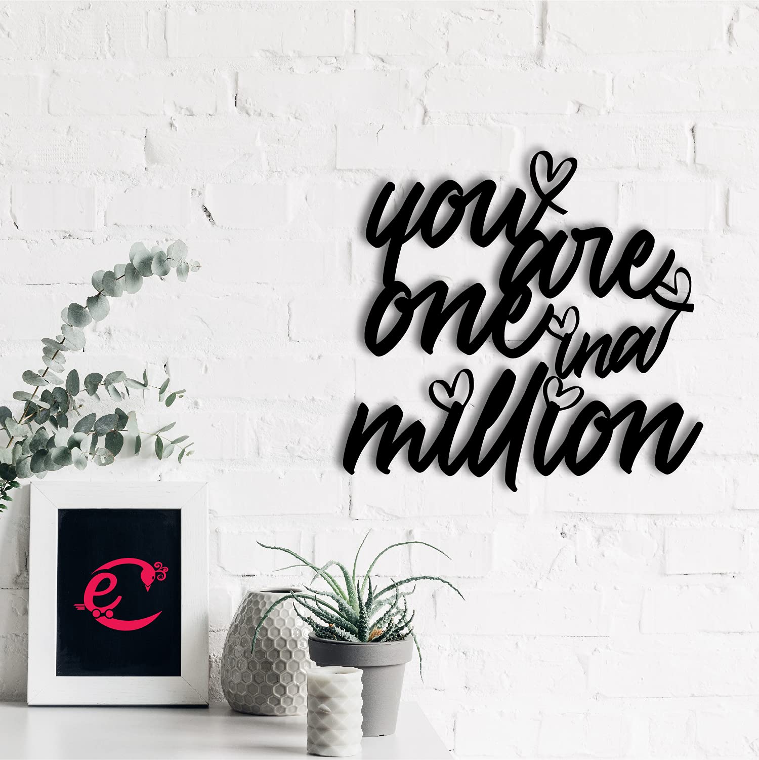 eCraftIndia You are One in A Million Black Engineered Wood Cutout Wall Art Decor- Wall Decoration Item- Wooden Wall Decor Item- 