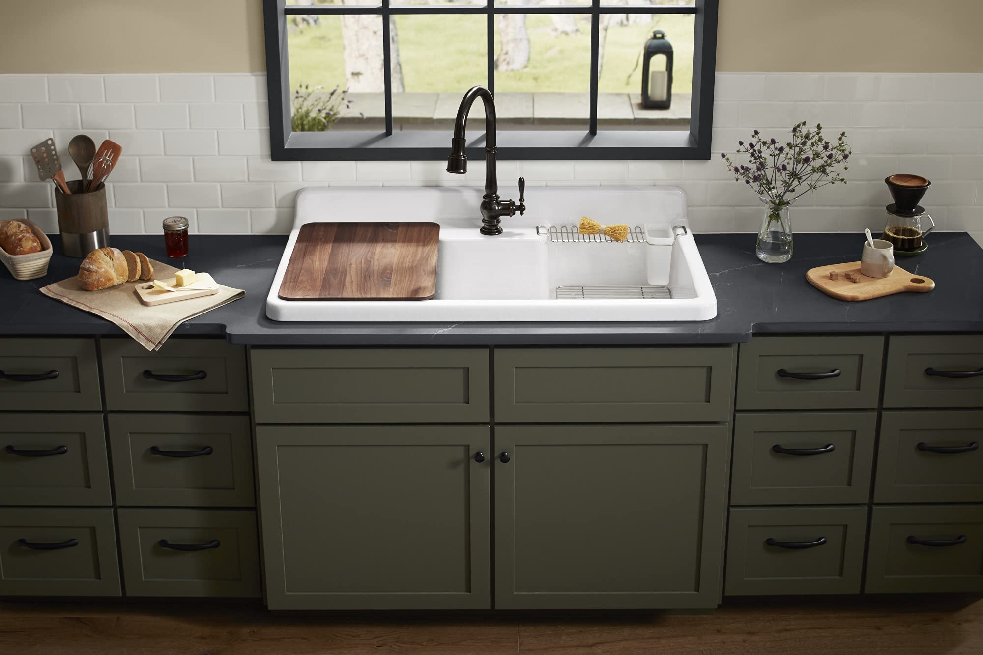 Kohler Artifacts Pull Down Kitchen Faucet, Kitchen Sink Faucet With Pull Down Sprayer, Oil-Rubbed Bronze, K-99259-2Bz