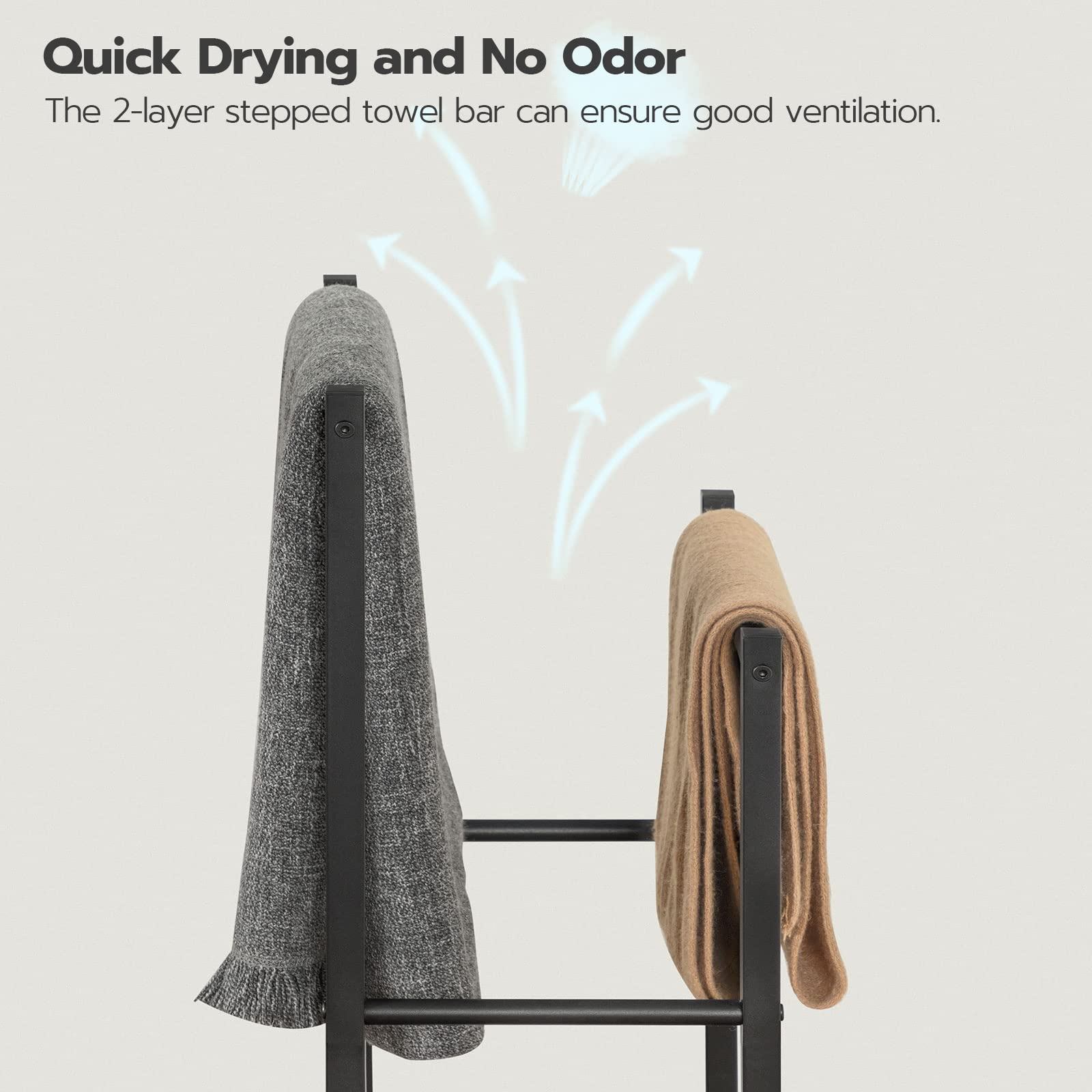 Hoobro Free Standing Towel Rack, 3 Tier Blanket Rack, Blanket Holder For Bathroom, 23.6'' L X 11'' W X 31.9'' H, Industrial Meta
