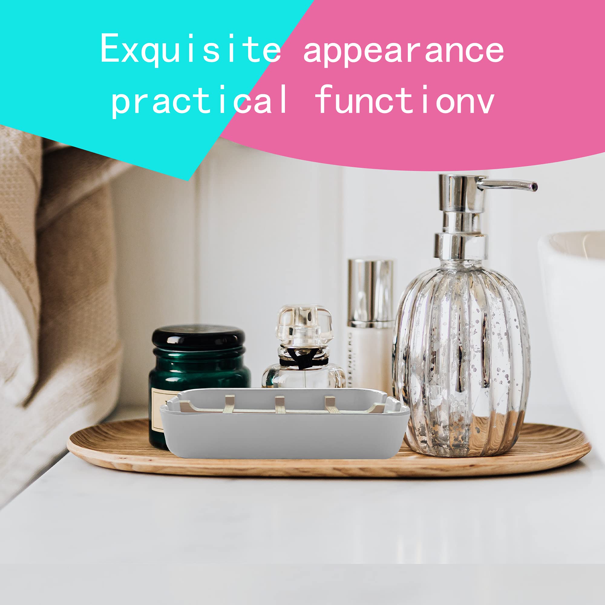 Aoheuo Modern Bamboo Fiber Soap Holder And Soap Dish Combination (Removable),5.12 Long By 3 Wide, 0.98 Inches High, Used In Kitc