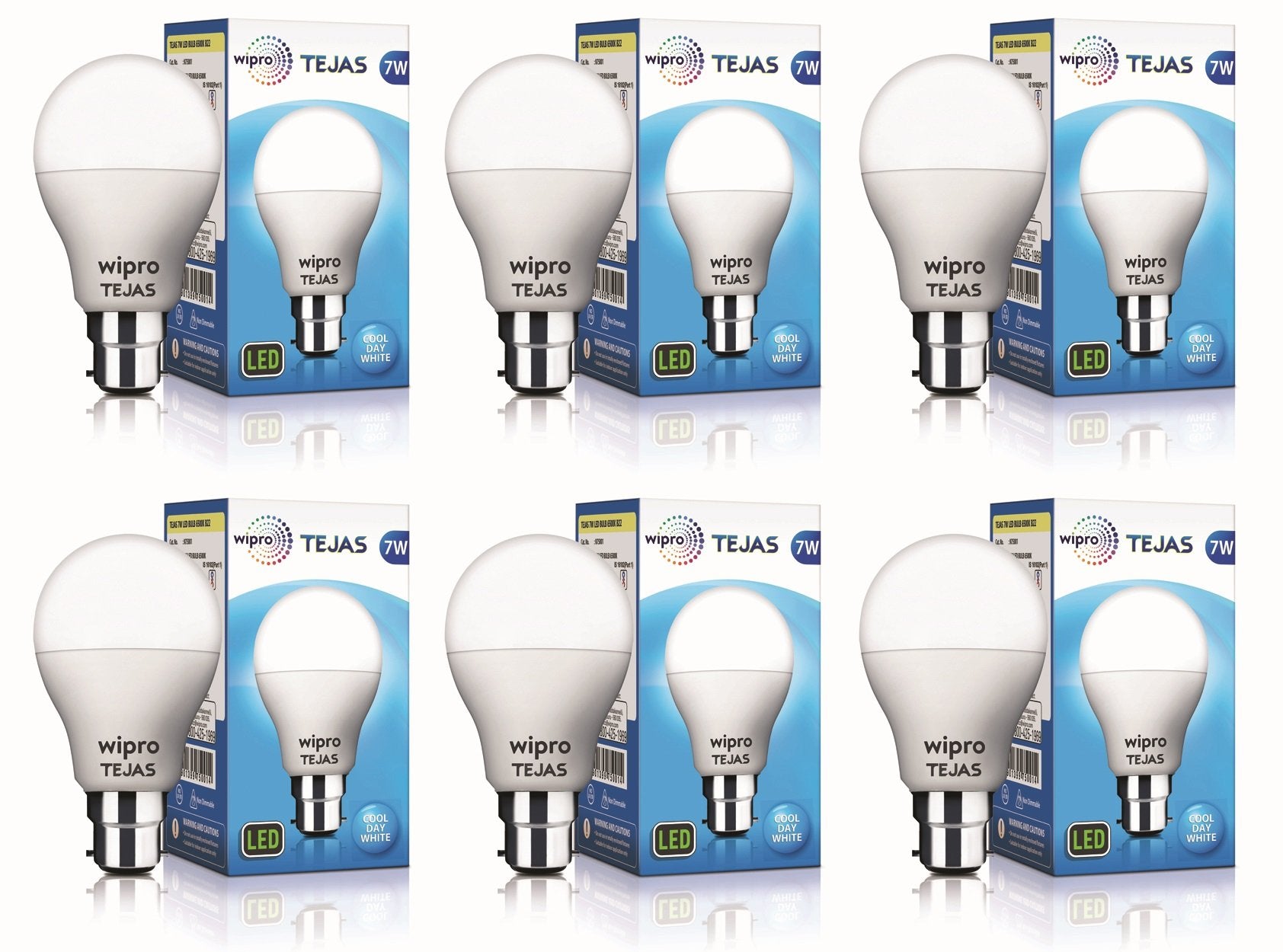 Wipro Tejas 7W Led Bulb For Home & Office |B22 Led Bulb Base |Cool Day White Light (6500K) |4Kv Surge Protection |High Voltage P