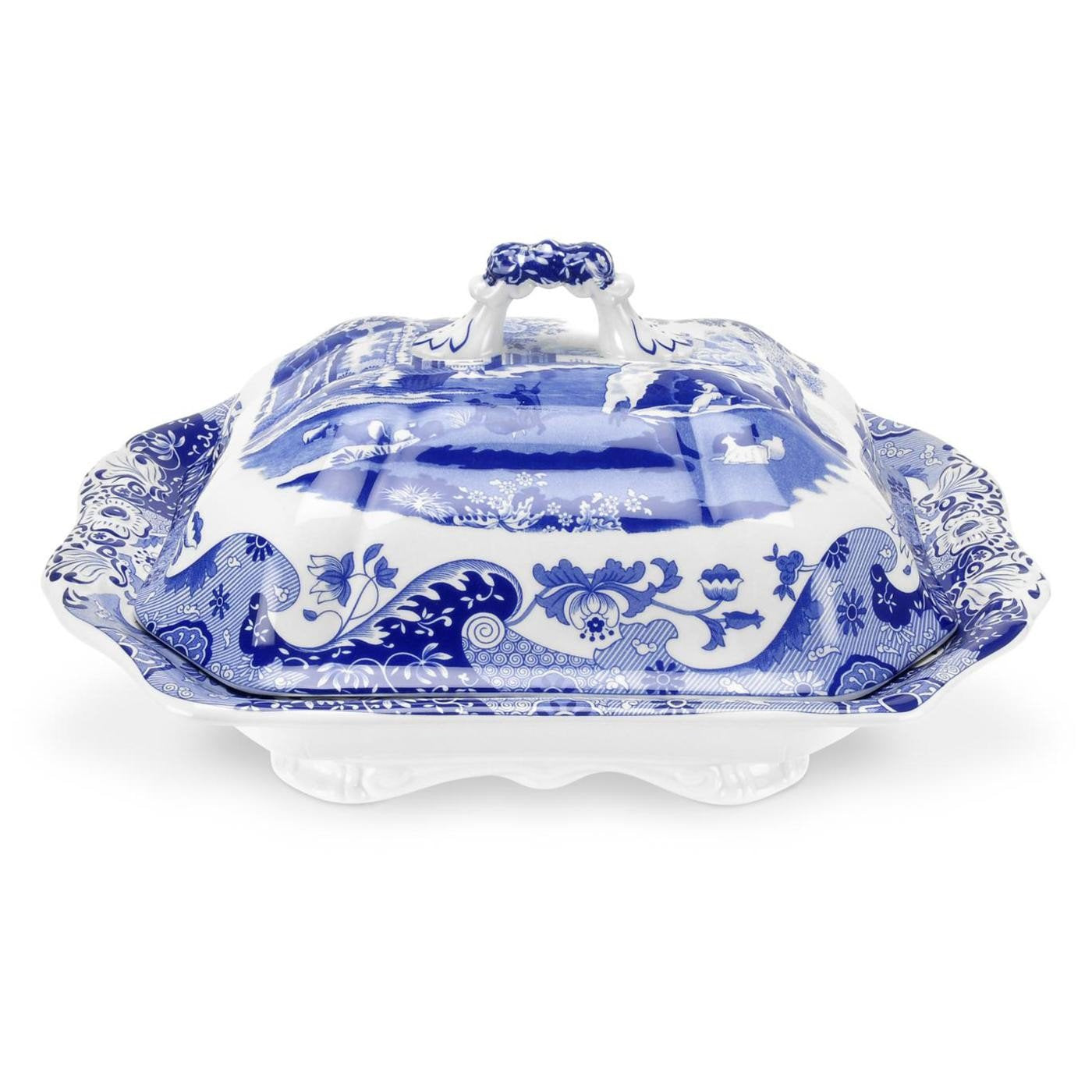 Spode Blue Italian Covered Vegetable Dish  12 Inch Serving Dish And Dinner Table Centerpiece  Made Of Fine Porcelain  Microwave