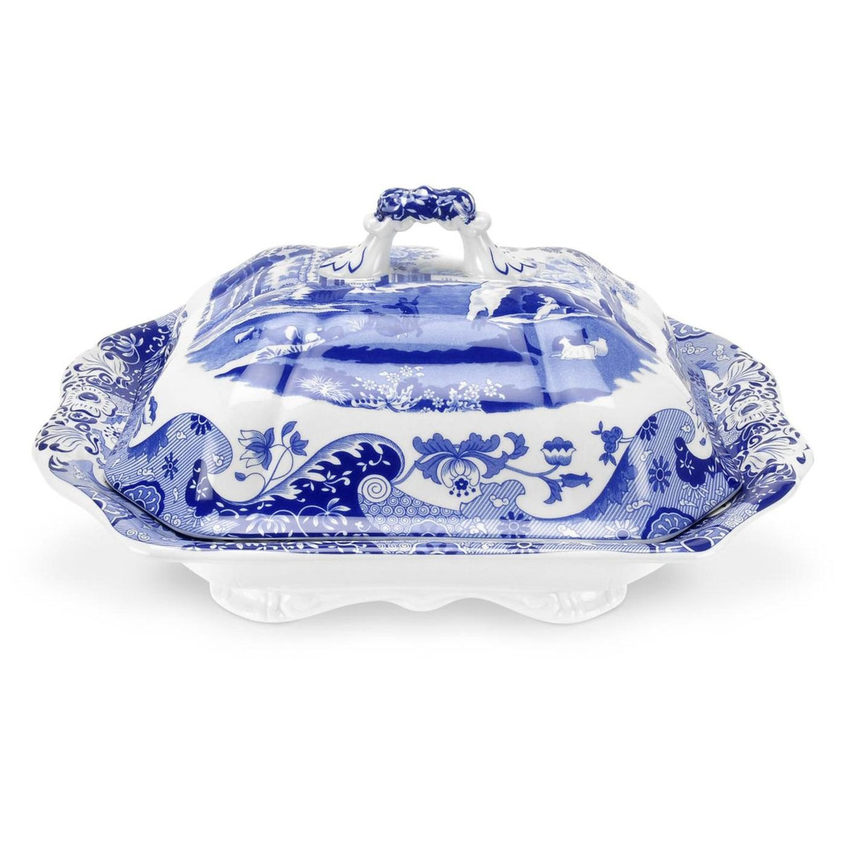 Spode Blue Italian Covered Vegetable Dish  12 Inch Serving Dish And Dinner Table Centerpiece  Made Of Fine Porcelain  Microwave