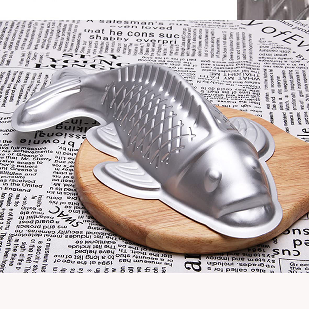 Qfyfgyt 3D Aluminum Alloy Carp Cake Bakeware, Fondant Cake Decoration Bakeware, Fish-Shaped Cake Mold (10 Inches)