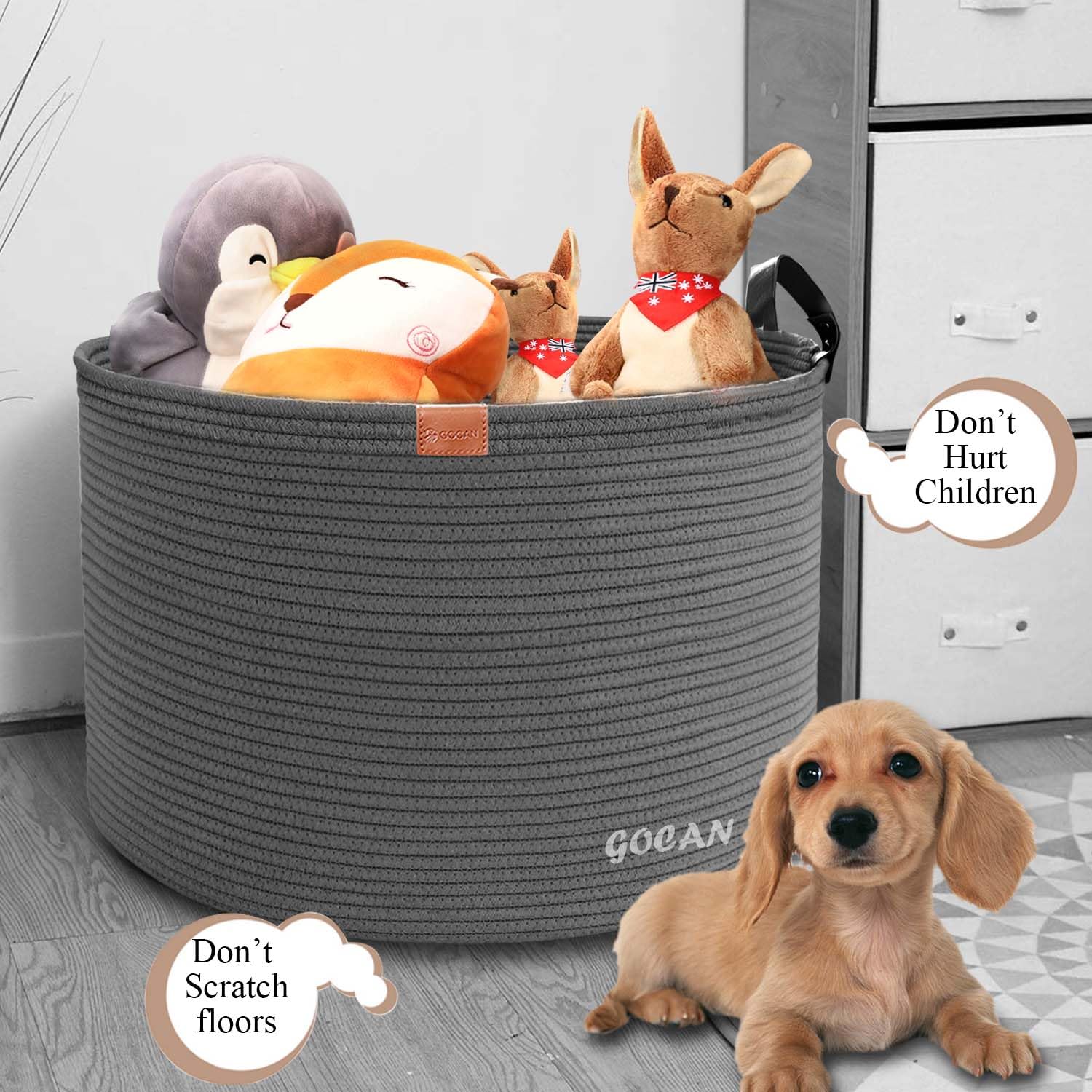 Gocan Extra Large Storage Laundry Basket 22 '' X 22 ''X 14 '' Cotton Rope Woven Basket For Blanket Basket With Handles For Livin