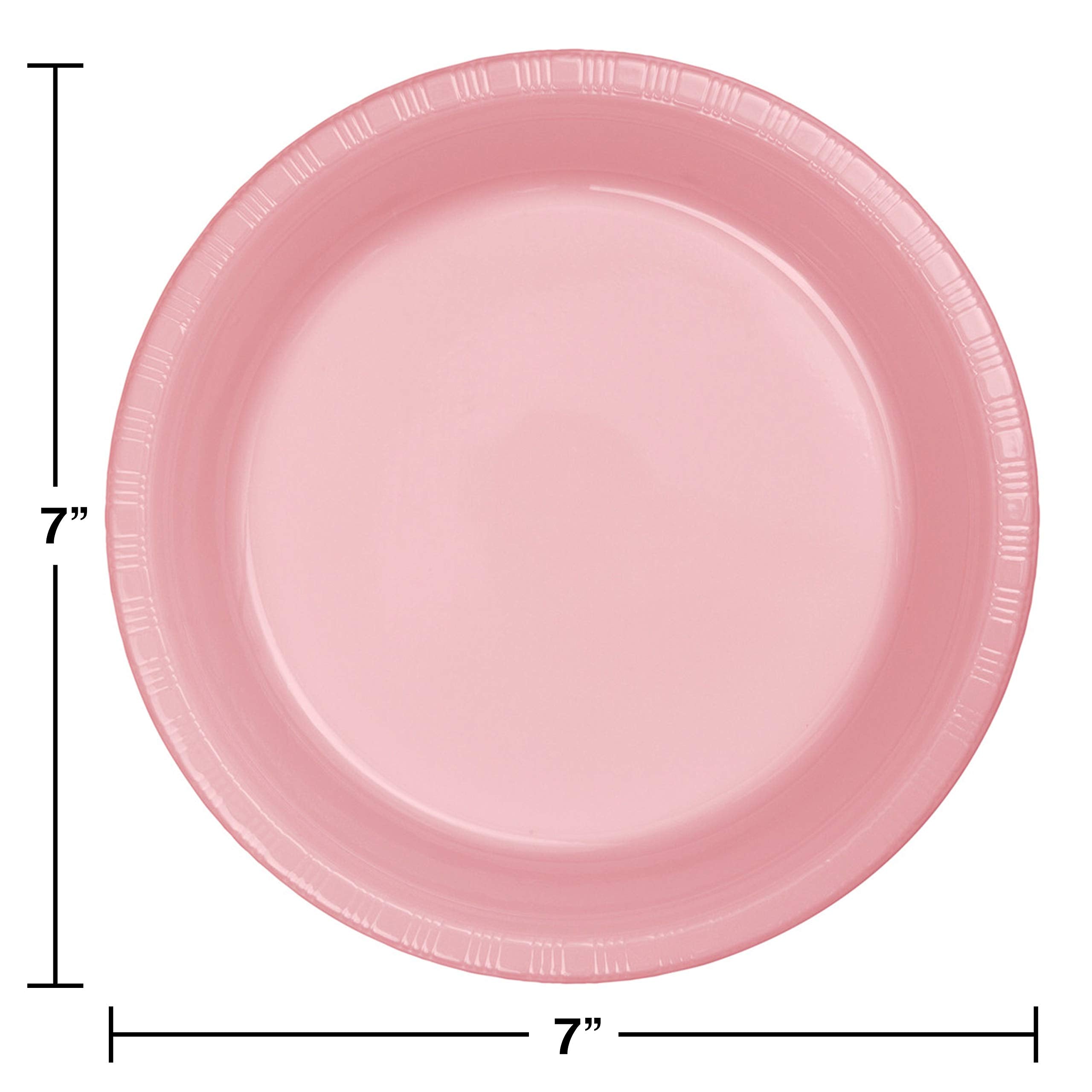 Creative Converting Touch Of Color Plastic Lunch Plates Party Supplies, 7'', Classic Pink