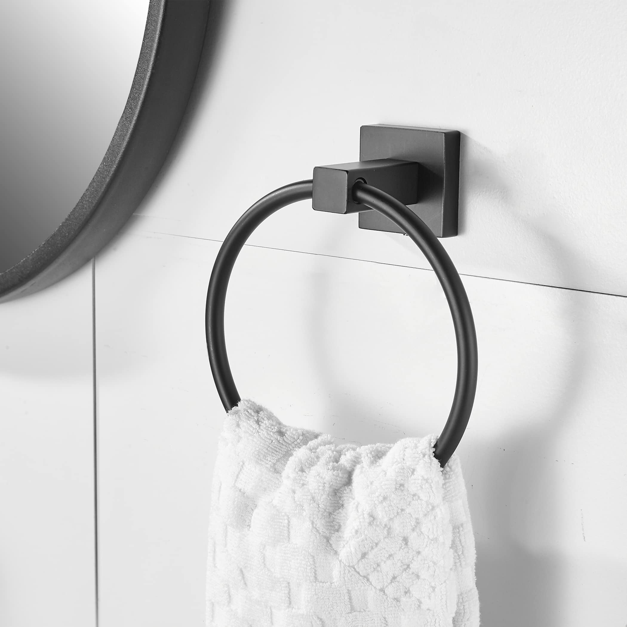 Wolibeer Black Toilet Paper Holder Towel Ring, Matte Bathroom Hand Towel Holder Toilet Roll Holder, Modern Bath Hardware Set Wal
